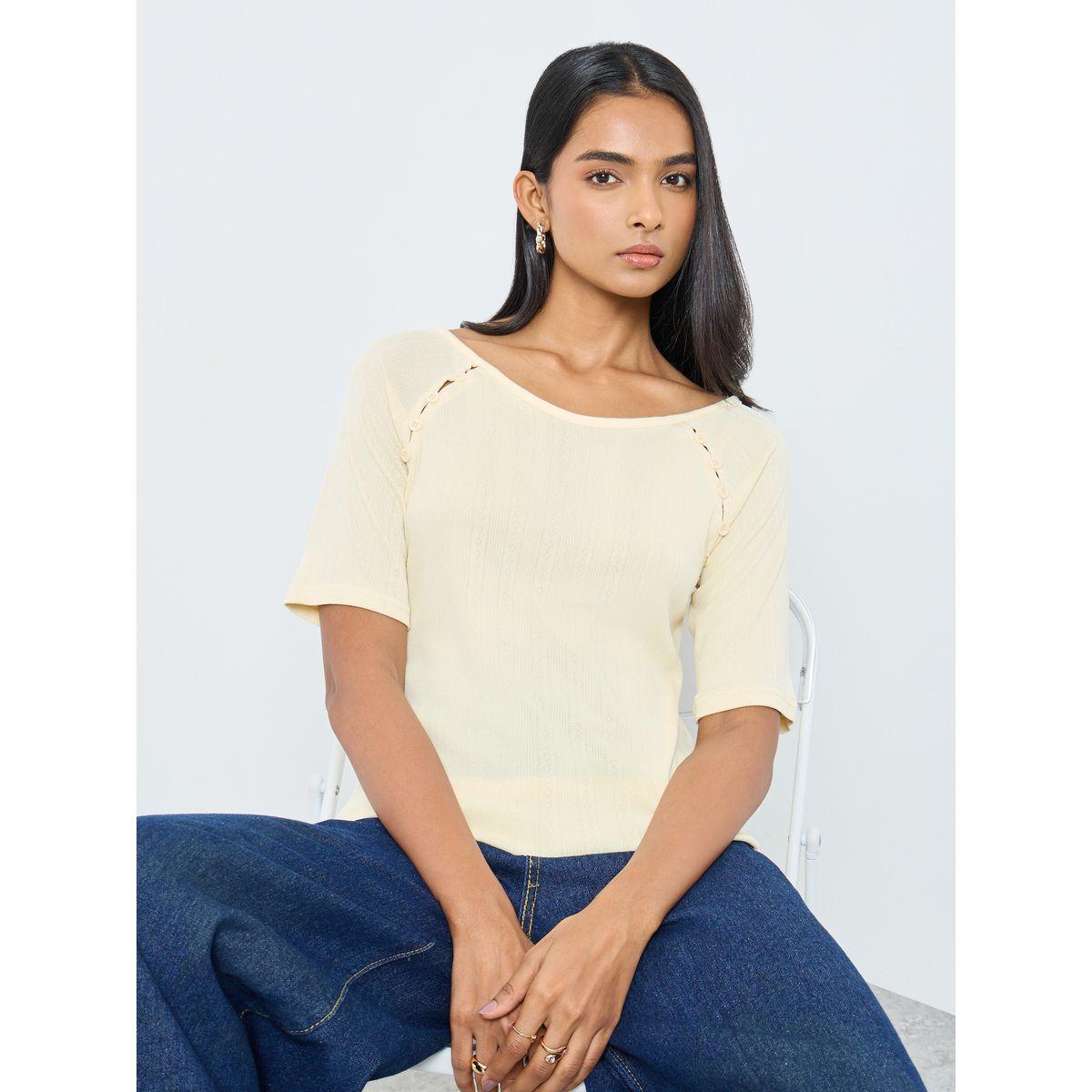 Styli Texture Buttoned Knitted Top-women-clothing-tshirts-image-1