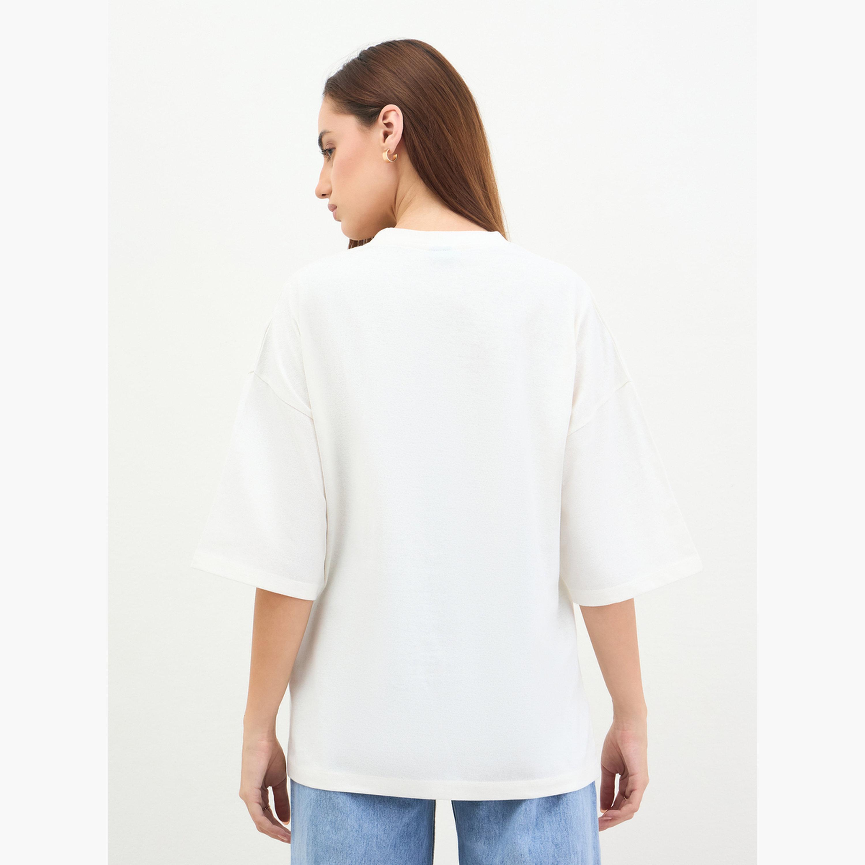 Styli Off White Embroidered Floral Oversized T-Shirt-women-clothing-tshirts-image-5