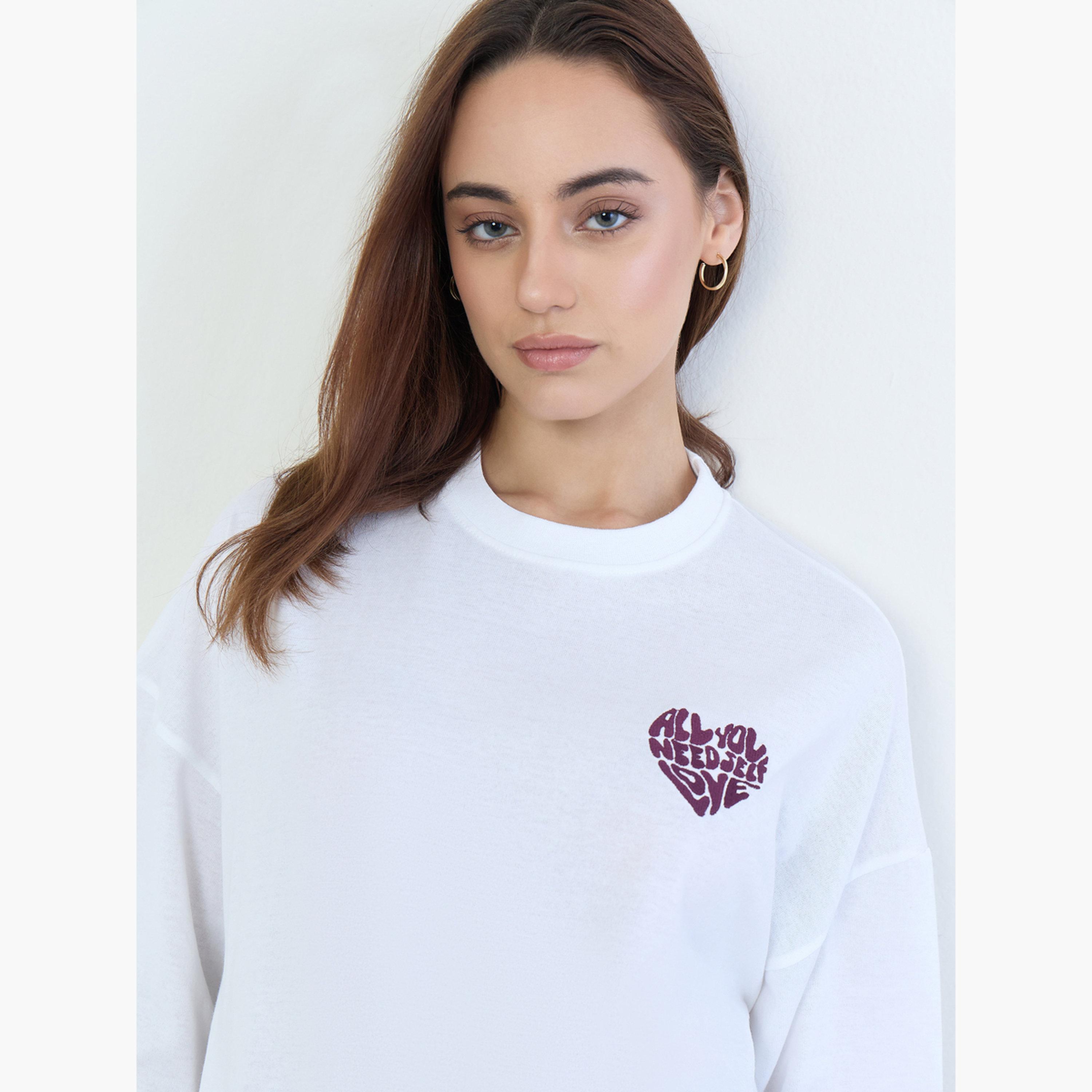 Styli White Oversized Embroidered Slogan T-Shirt-women-clothing-tshirts-image-4