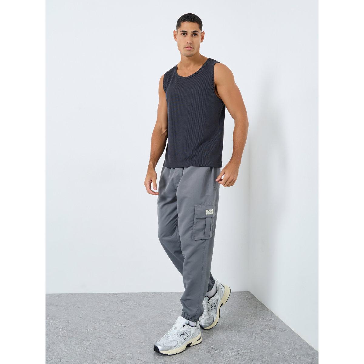 Take Two Solid Relaxed Fit Cargo Pants with Drawstring-men-clothing-bottoms-joggers-image-2