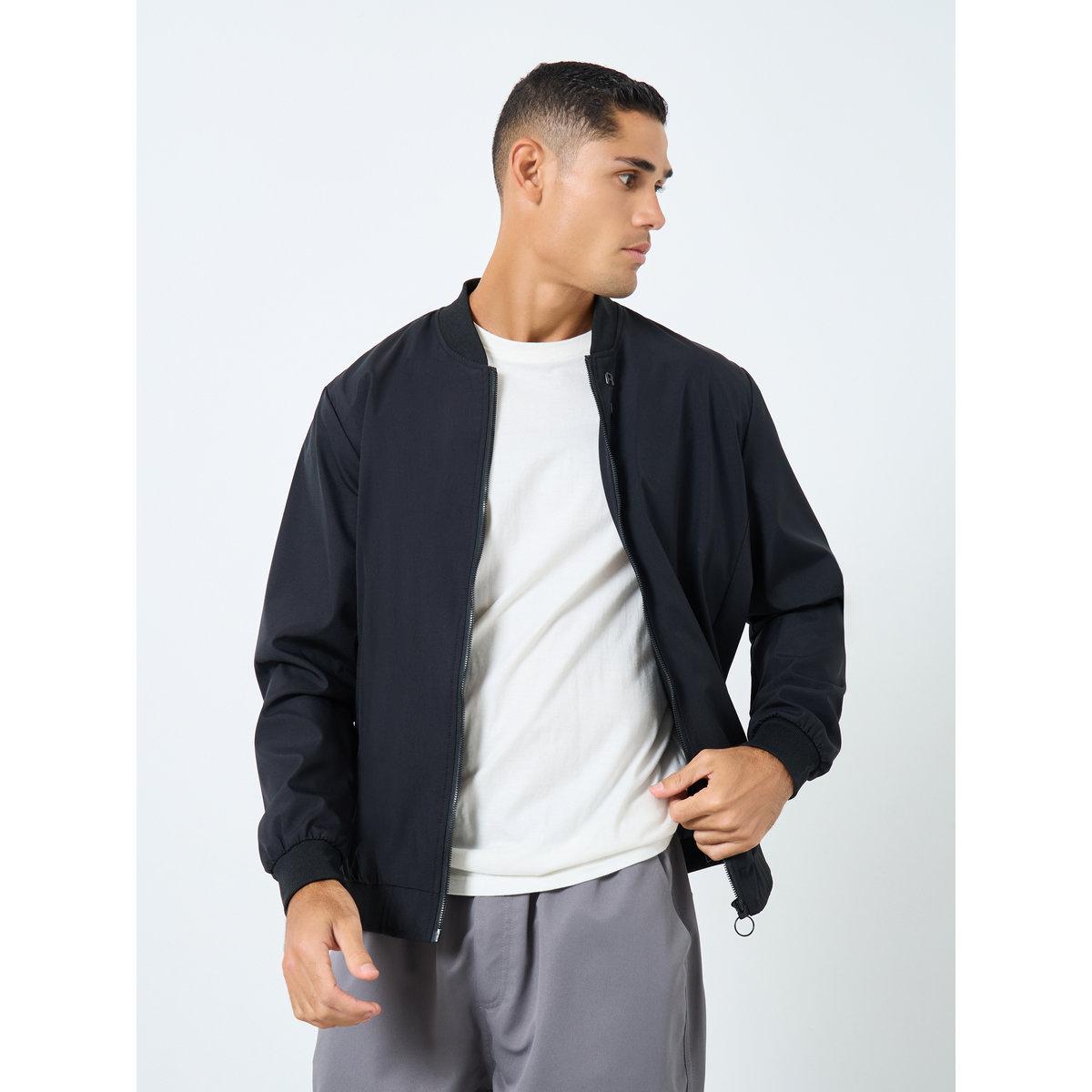 Take Two Men Black Solid Bomber Jacket-men-clothing-jacketsandblazers-jackets-image-1