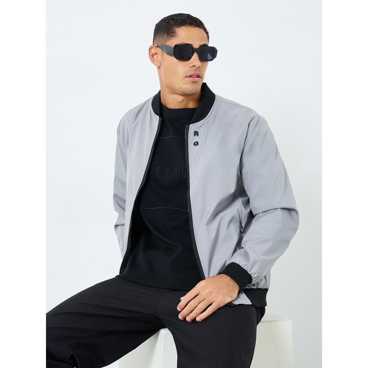 Take Two Men Grey Solid Bomber Jacket-men-clothing-jacketsandblazers-jackets-image-1