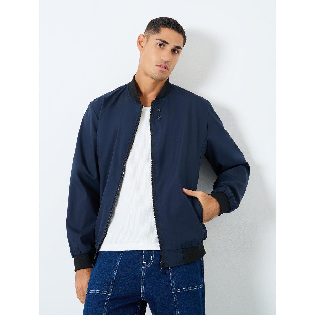 Take Two Men Dark Blue Solid Bomber Jacket-men-clothing-jacketsandblazers-jackets-image-1