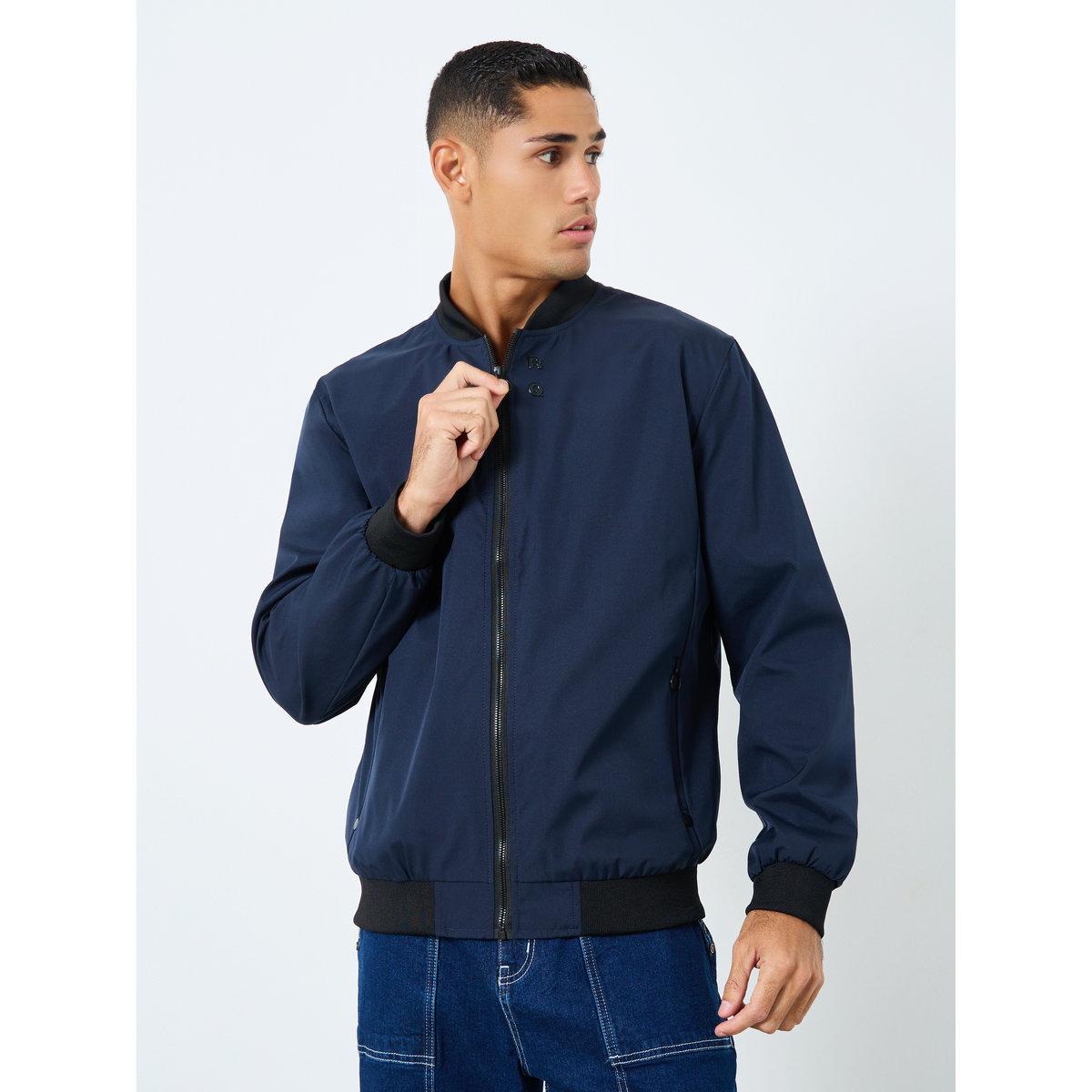 Take Two Men Dark Blue Solid Bomber Jacket-men-clothing-jacketsandblazers-jackets-image-3