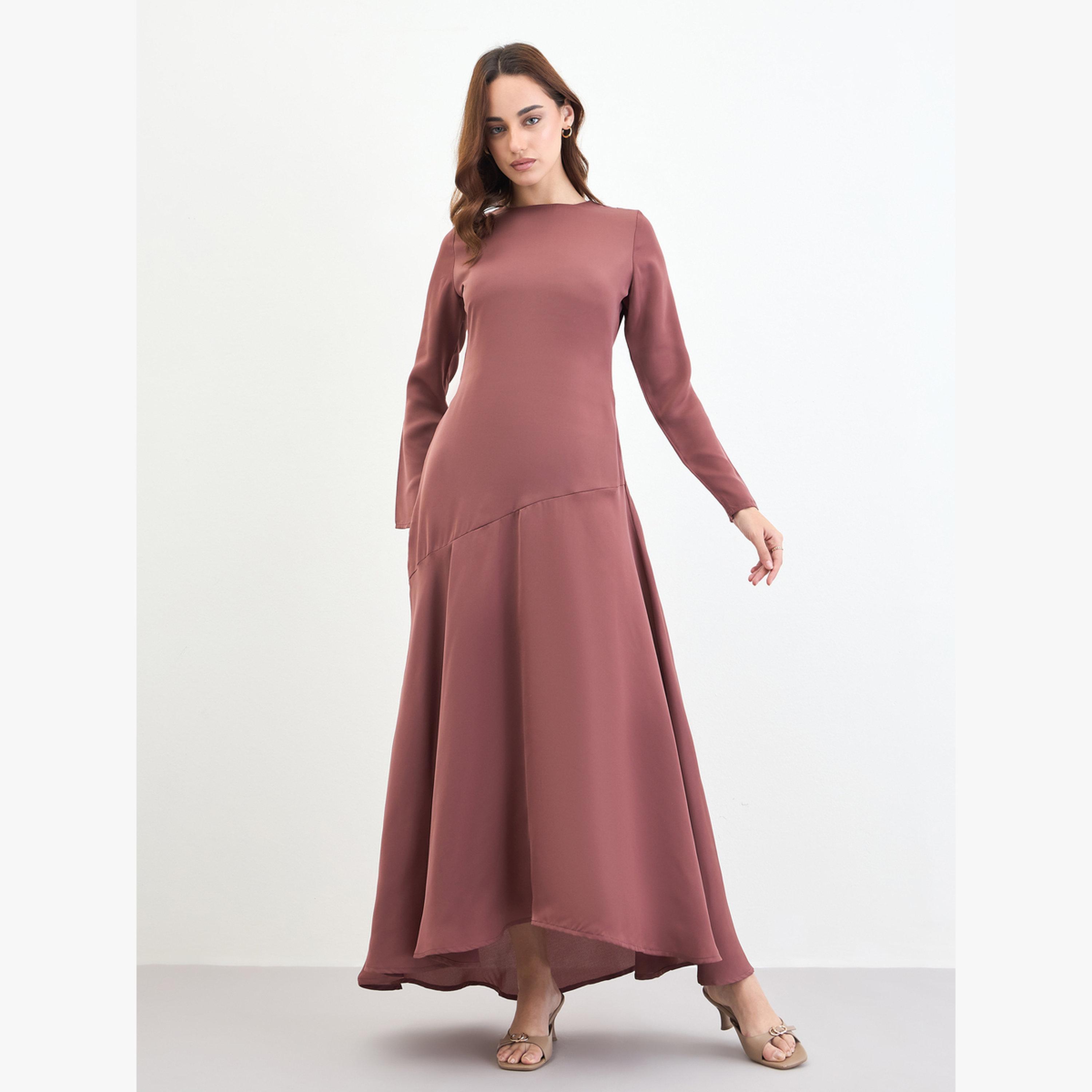 قميص نوم بحافة واسعة كشكش وأكمام طويلة-women-clothing-dresses-image-1