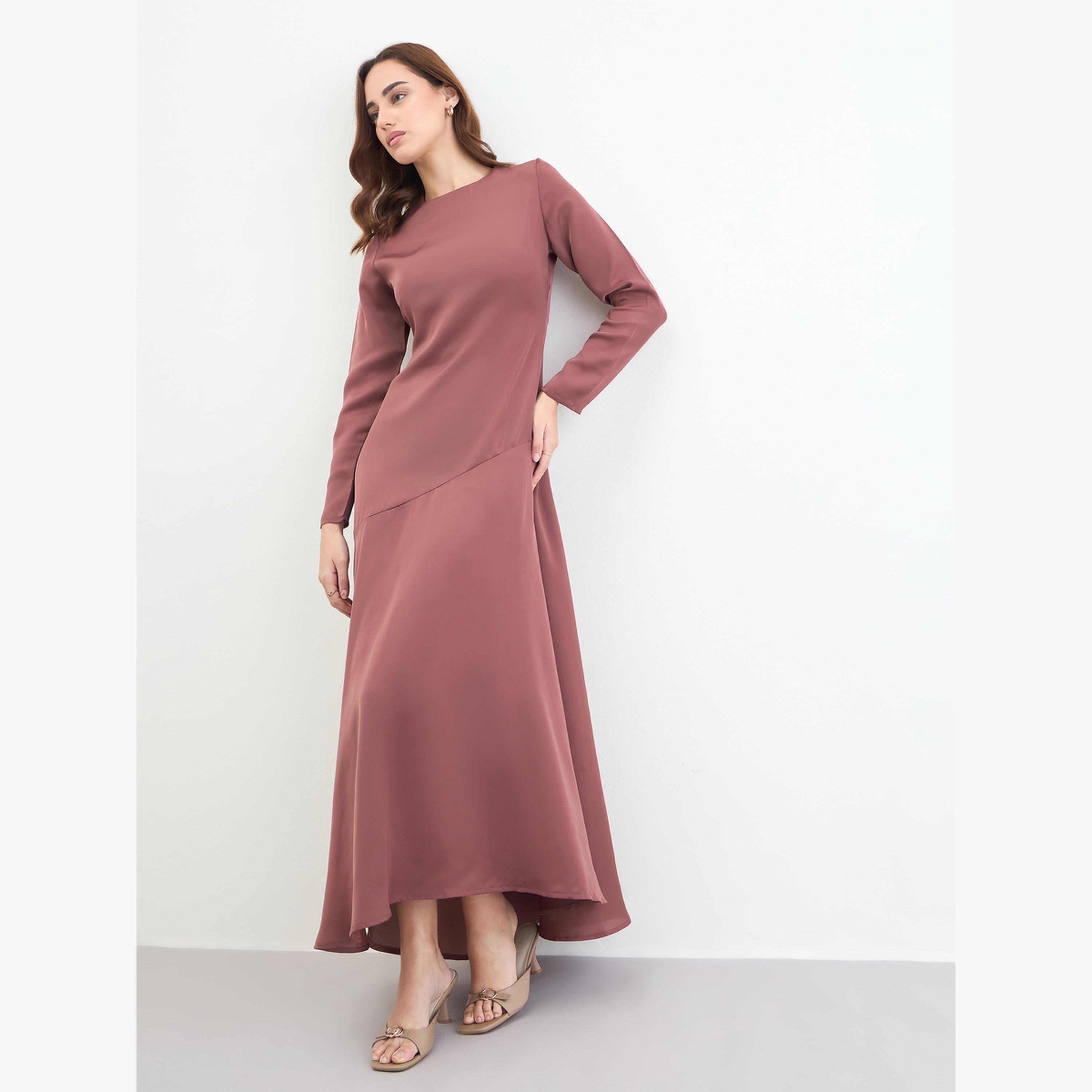 قميص نوم بحافة واسعة كشكش وأكمام طويلة-women-clothing-dresses-image-2