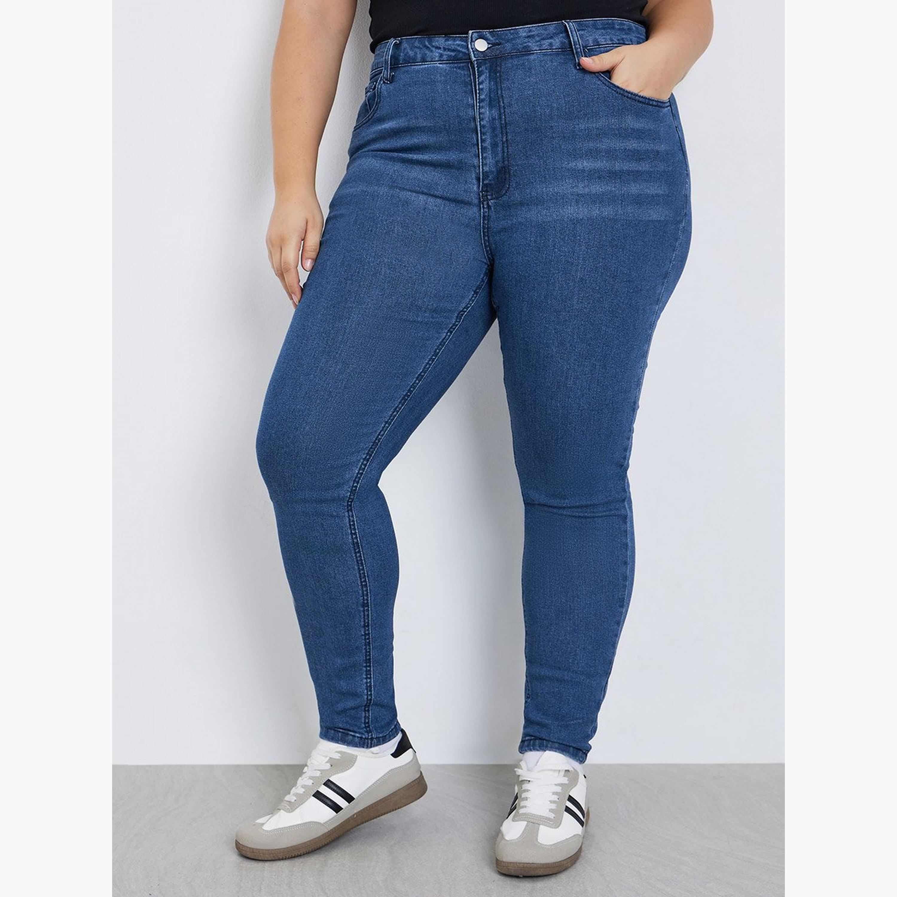 ستايلي - بنطال جينز سكيني عالي الخصر مقاس كبير-women-clothing-bottoms-jeans-image-1