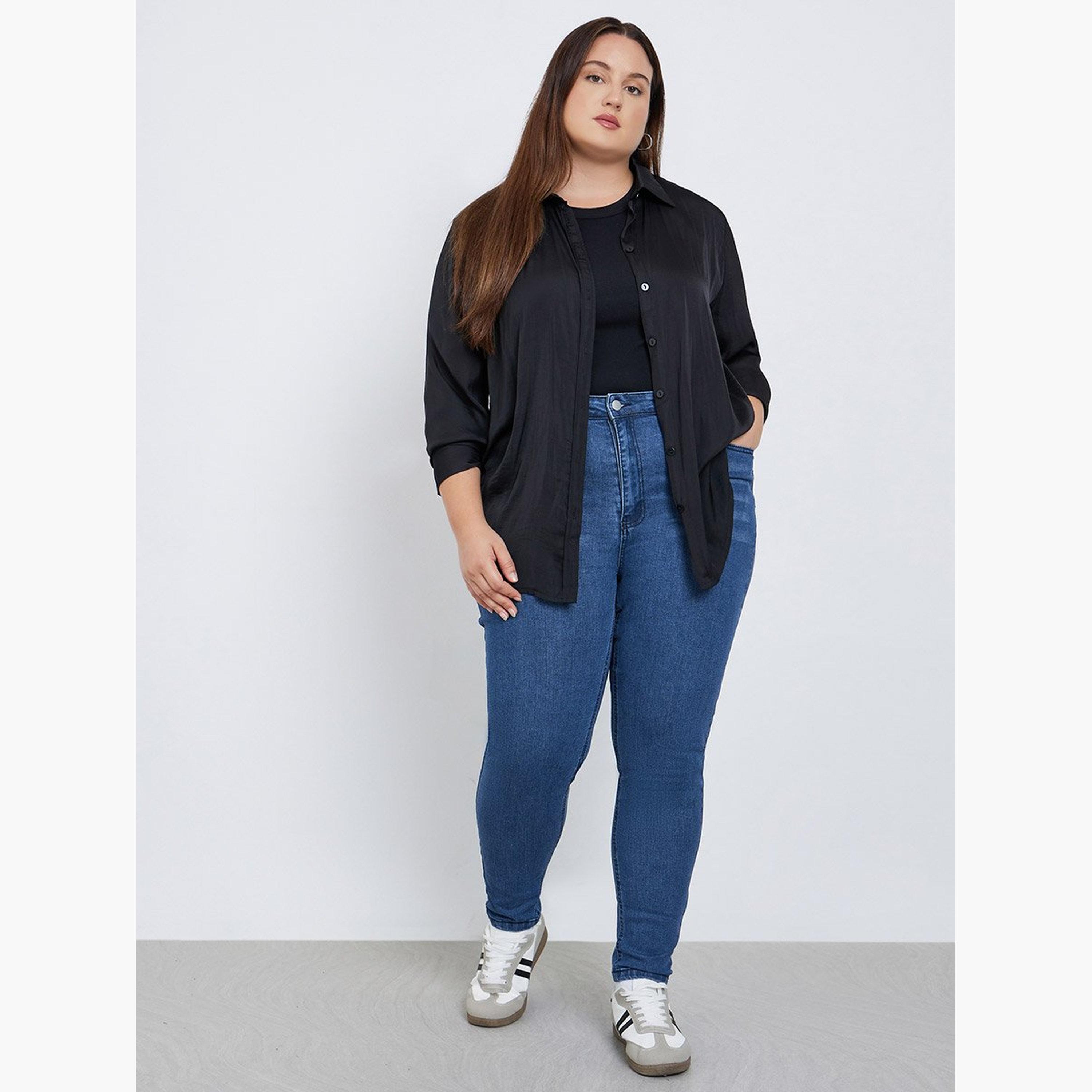 ستايلي - بنطال جينز سكيني عالي الخصر مقاس كبير-women-clothing-bottoms-jeans-image-2