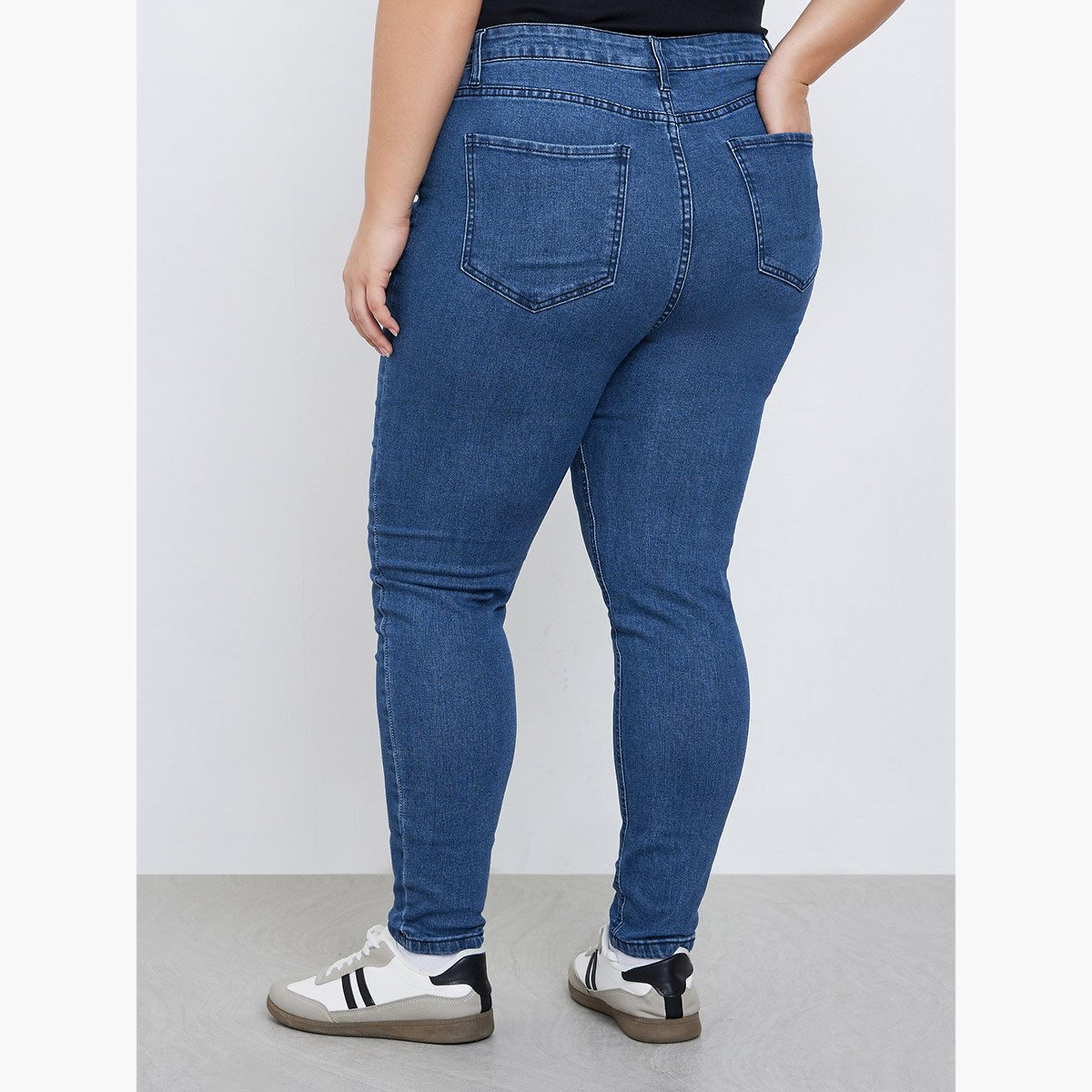 ستايلي - بنطال جينز سكيني عالي الخصر مقاس كبير-women-clothing-bottoms-jeans-image-4