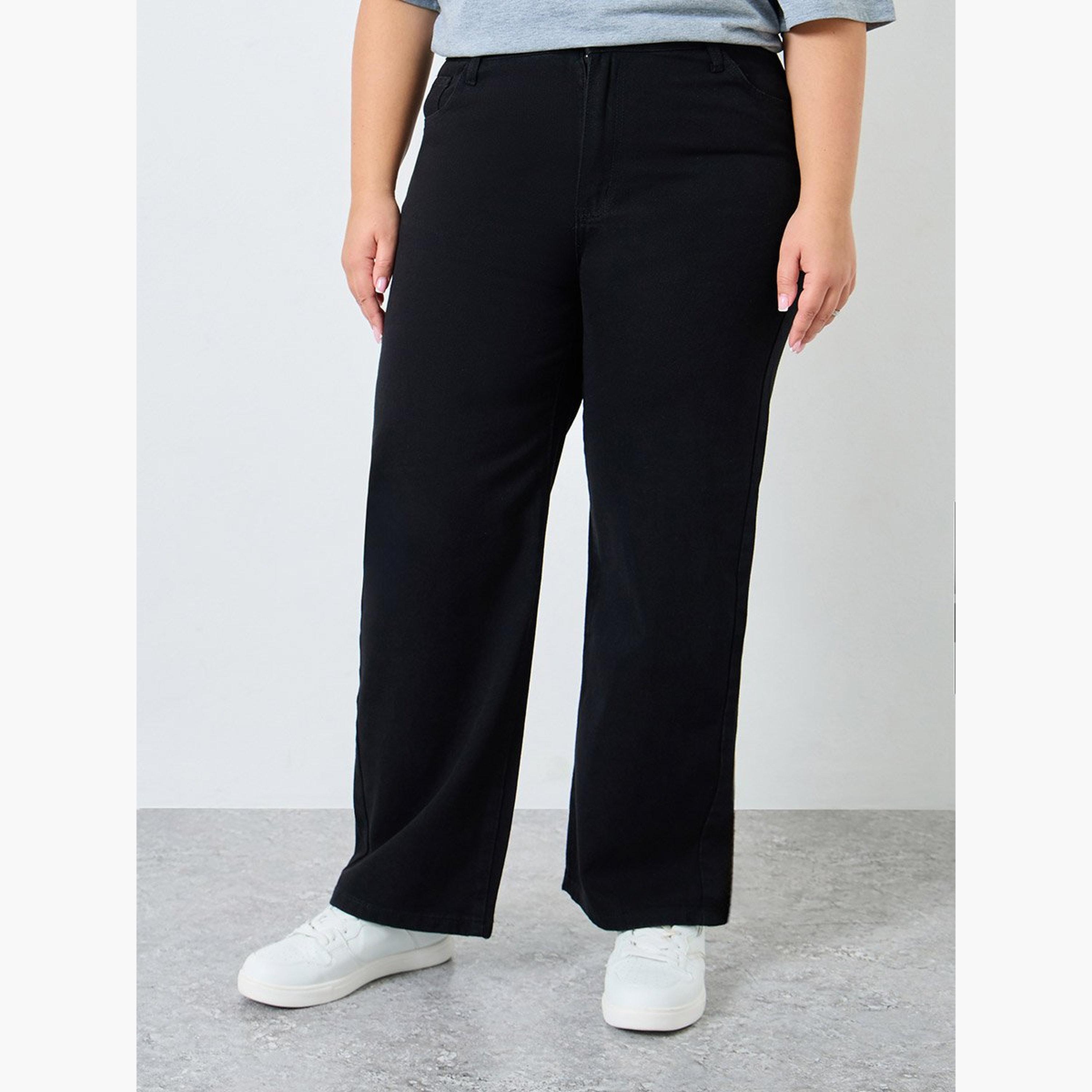 Styli Plus Black Straight Leg Jeans-women-clothing-bottoms-jeans-image-1