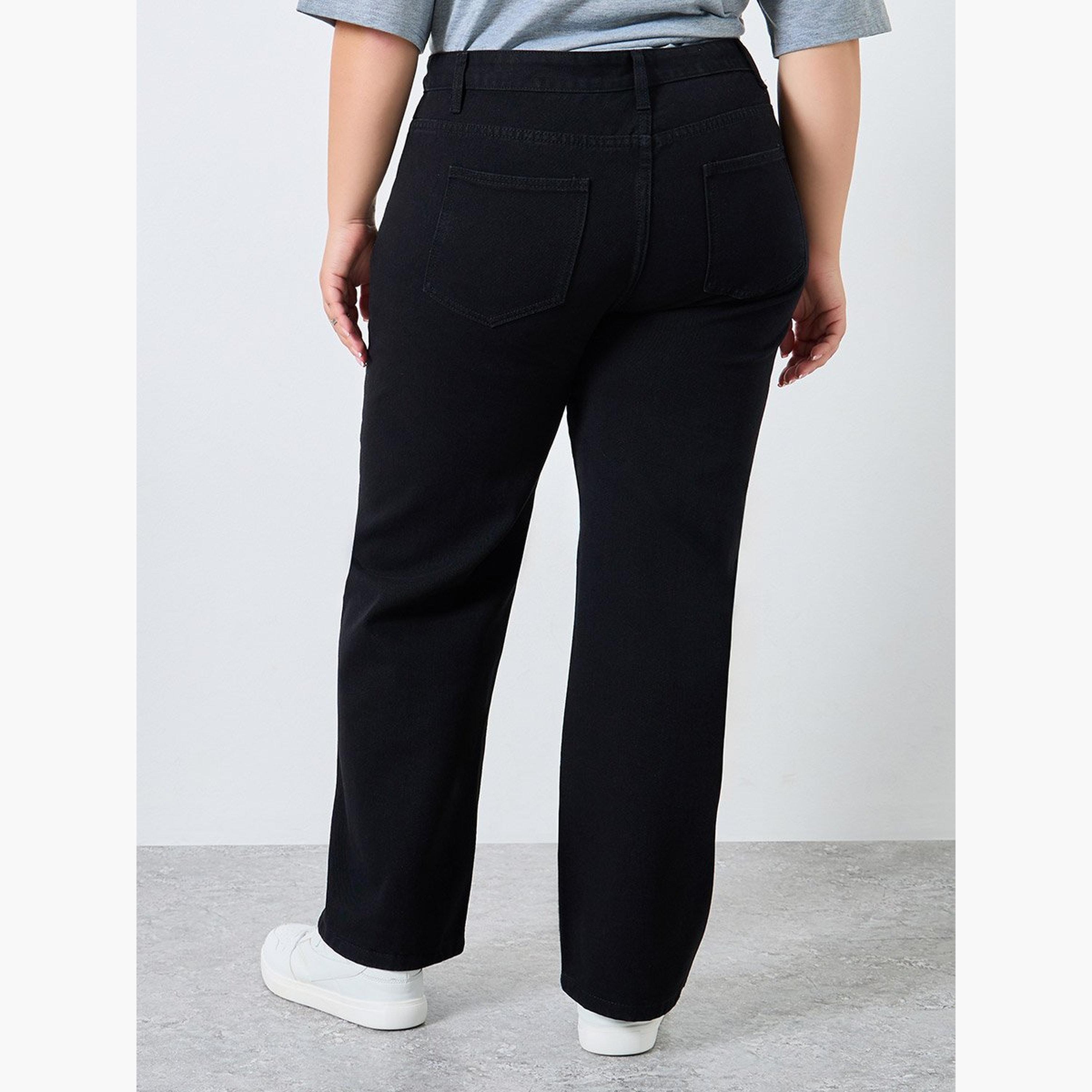 Styli Plus Black Straight Leg Jeans-women-clothing-bottoms-jeans-image-4