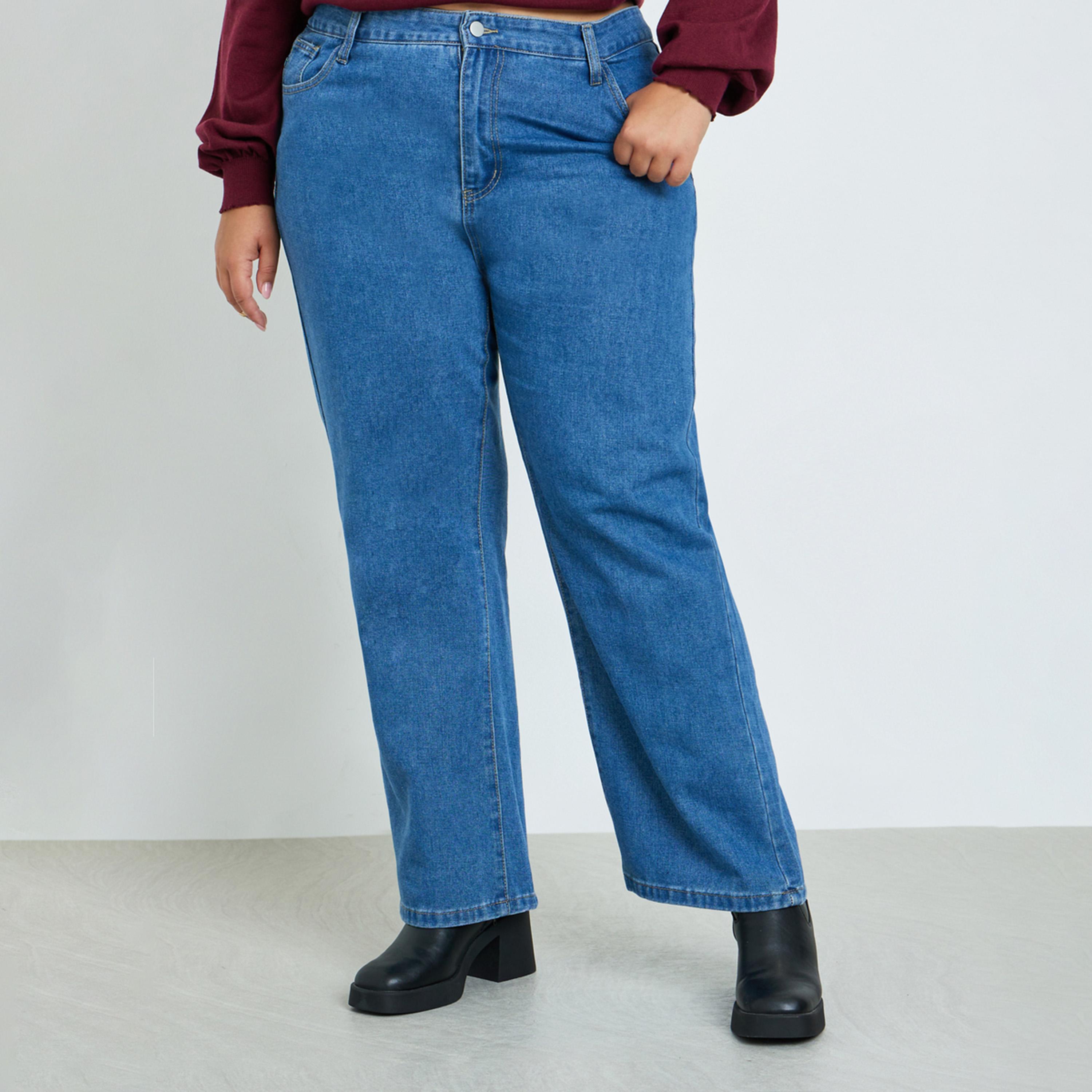 Styli Plus Blue Straight Leg Jeans-women-clothing-bottoms-jeans-image-1