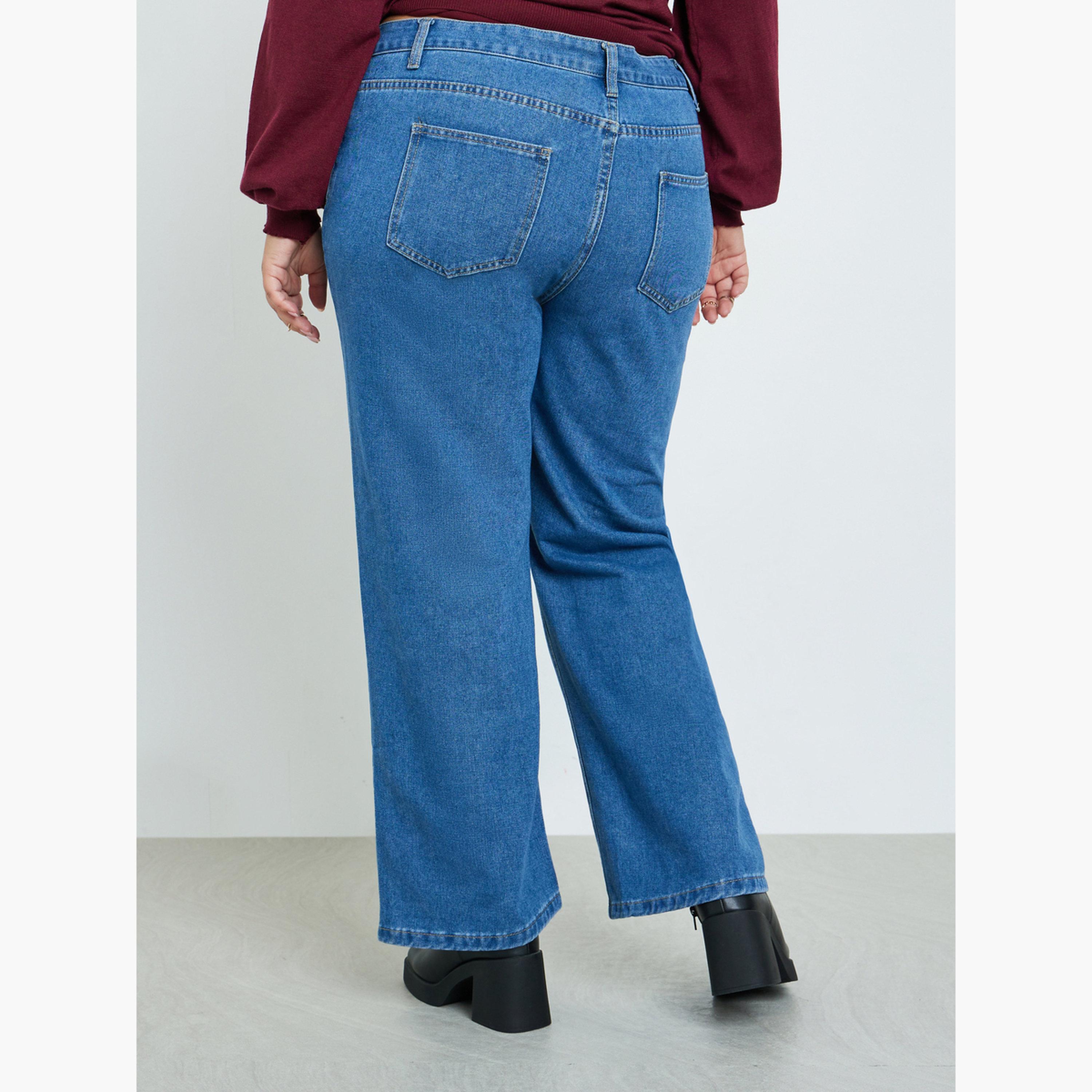 ستايلي - بنطال جينز أزرق بقصة مستقيمة-women-clothing-bottoms-jeans-image-3