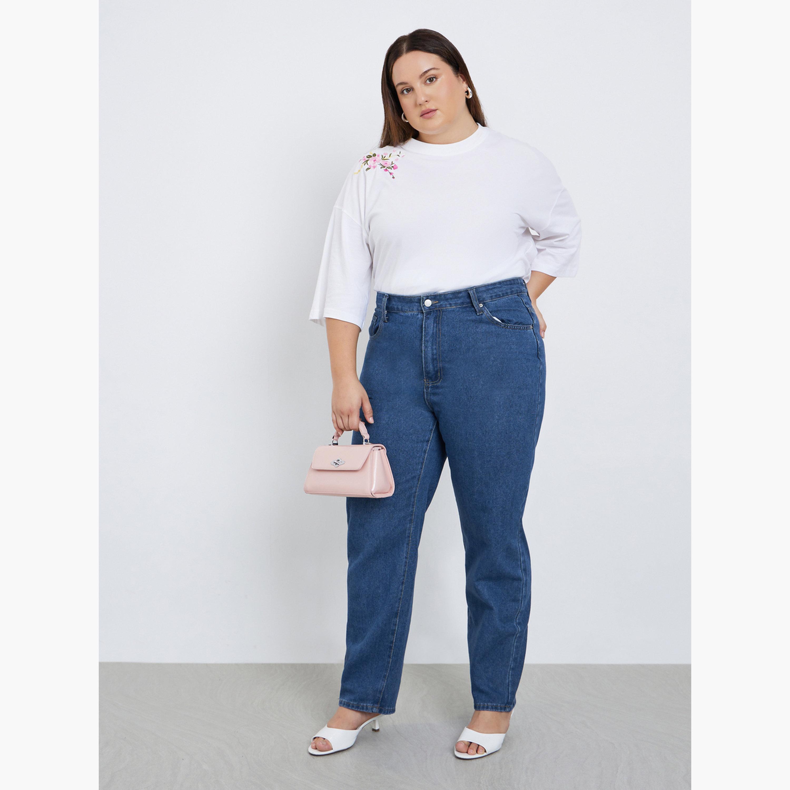 ستايلي - بنطال جينز للأمهات بخصر مرتفع وحجم كبير-women-clothing-bottoms-jeans-image-2