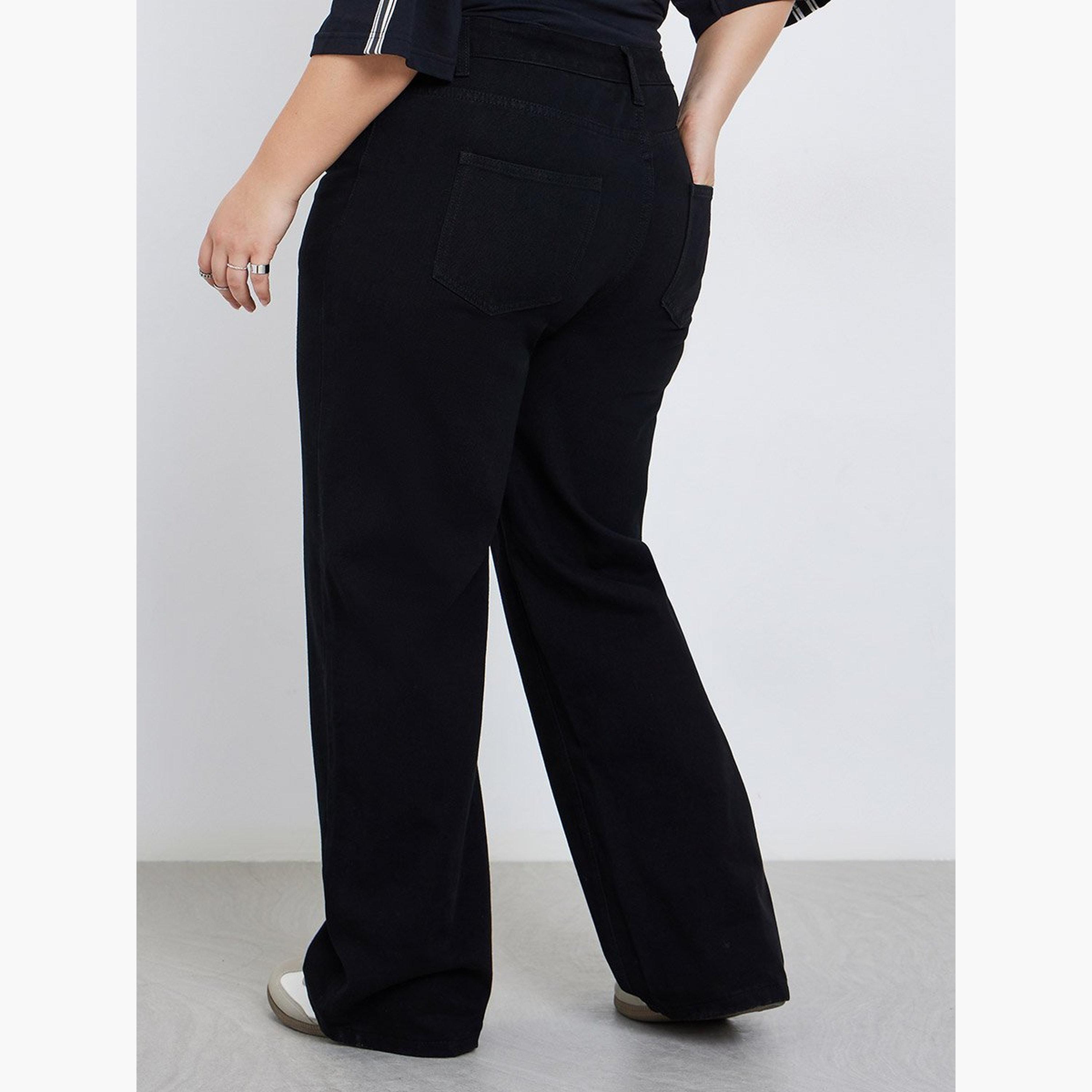 ستايلي - بنطال جينز واسع الساق متوسط ​​الارتفاع مقاس كبير-women-clothing-bottoms-jeans-image-4