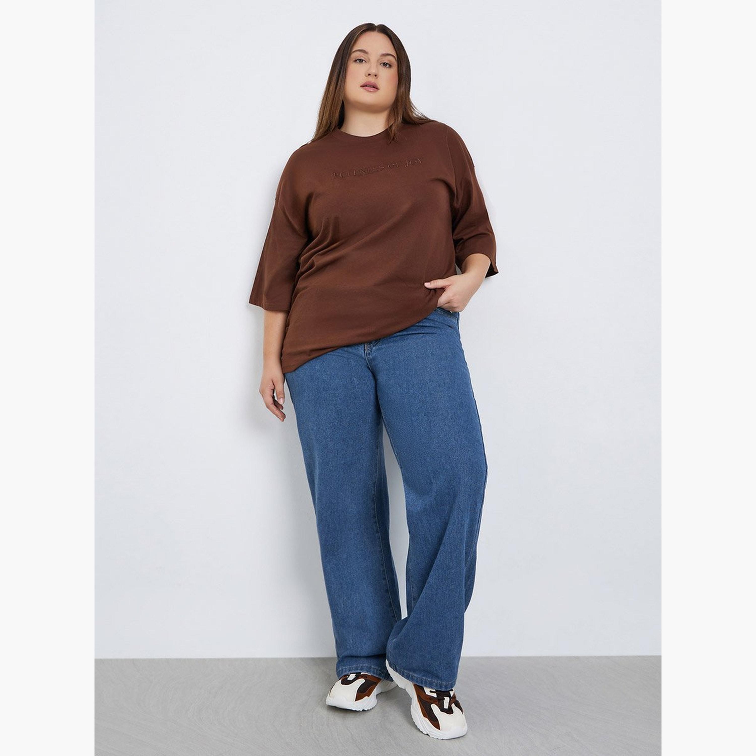 ستايلي - بنطال جينز واسع الساق متوسط ​​الارتفاع مقاس كبير-women-clothing-bottoms-jeans-image-2