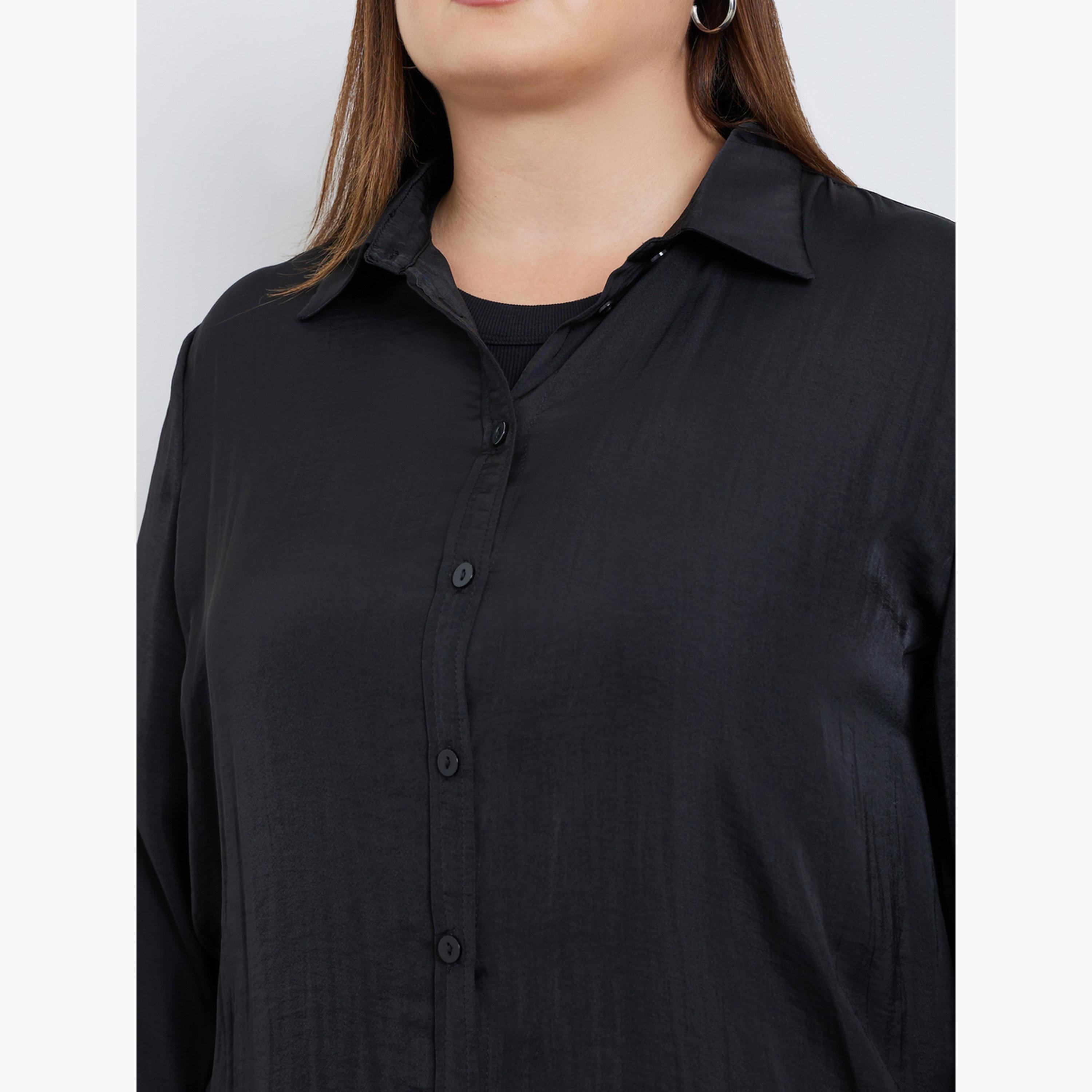ستايلي - قميص أسود بأكمام طويلة وحجم كبير-women-clothing-shirtsandblouses-shirts-image-4