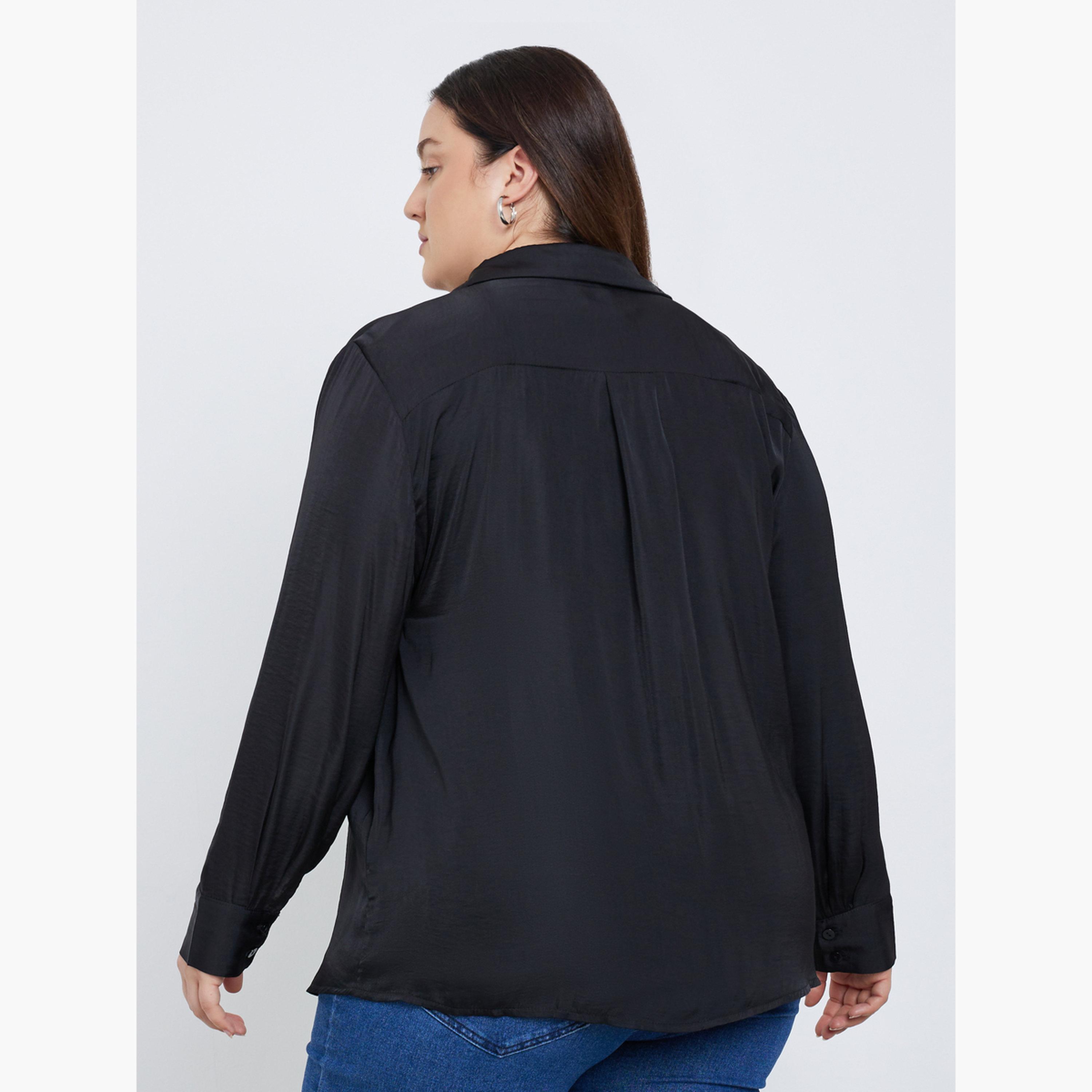ستايلي - قميص أسود بأكمام طويلة وحجم كبير-women-clothing-shirtsandblouses-shirts-image-5
