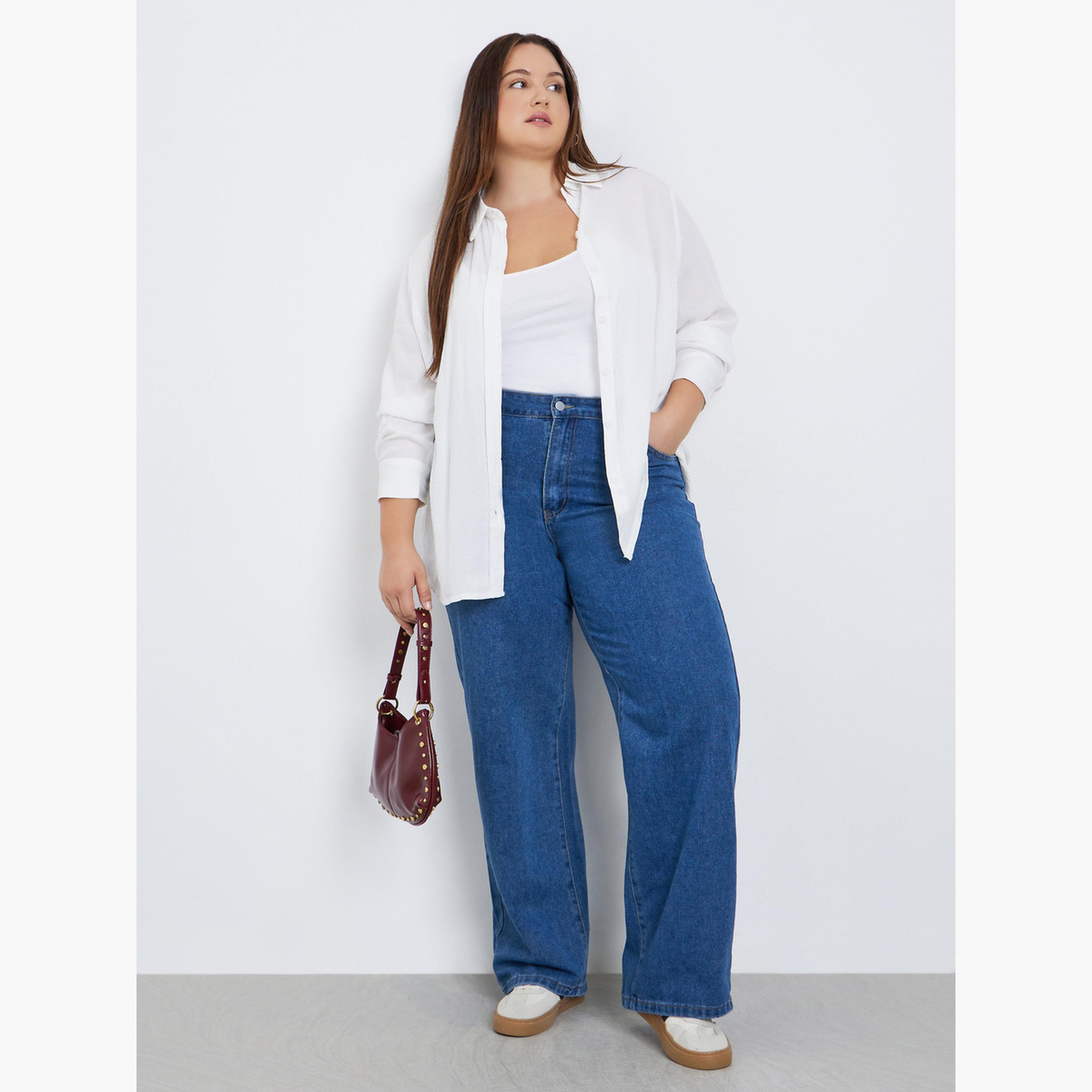 ستايلي - قميص أبيض بأكمام طويلة بحجم كبير-women-clothing-shirtsandblouses-shirts-image-2