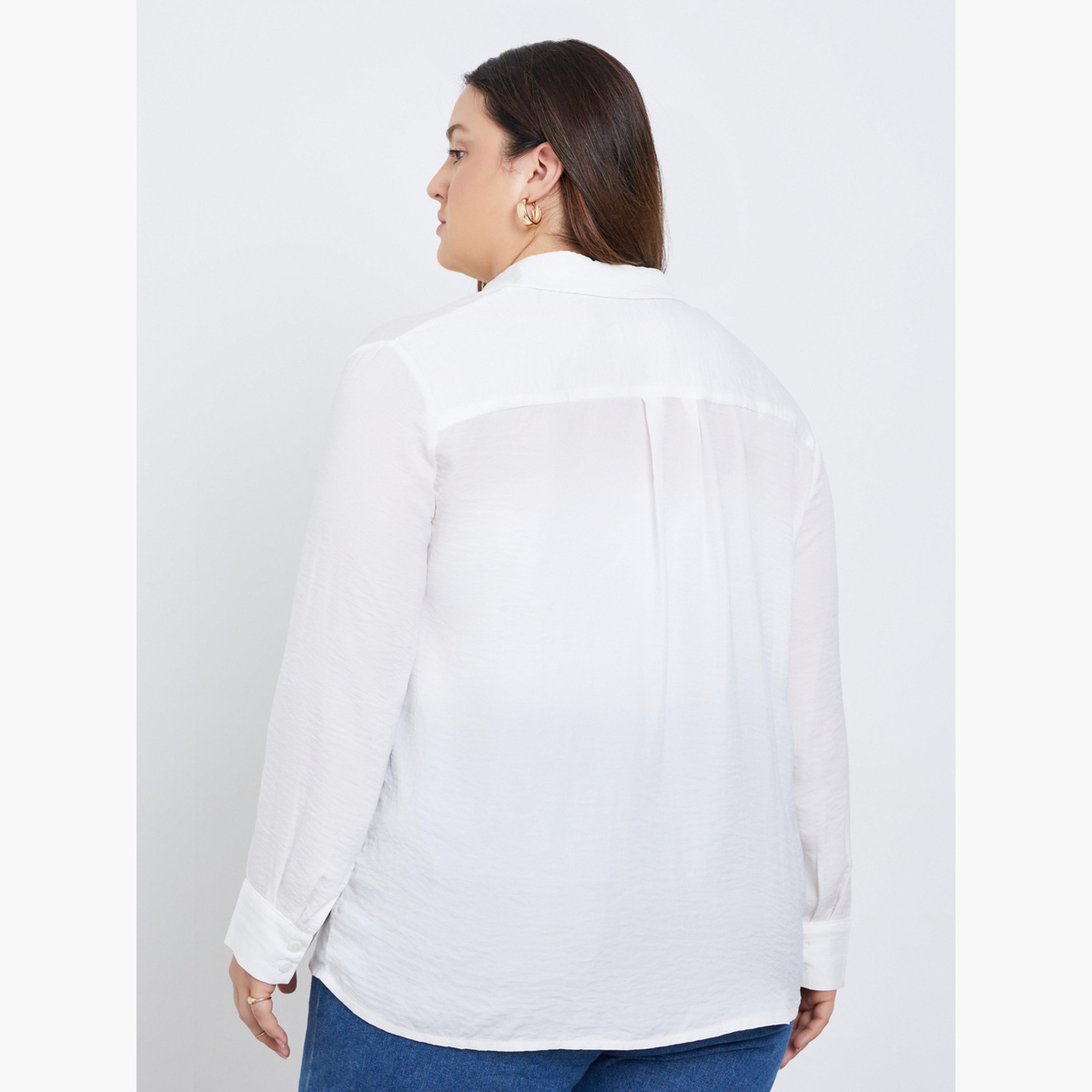 ستايلي - قميص أبيض بأكمام طويلة بحجم كبير-women-clothing-shirtsandblouses-shirts-image-5
