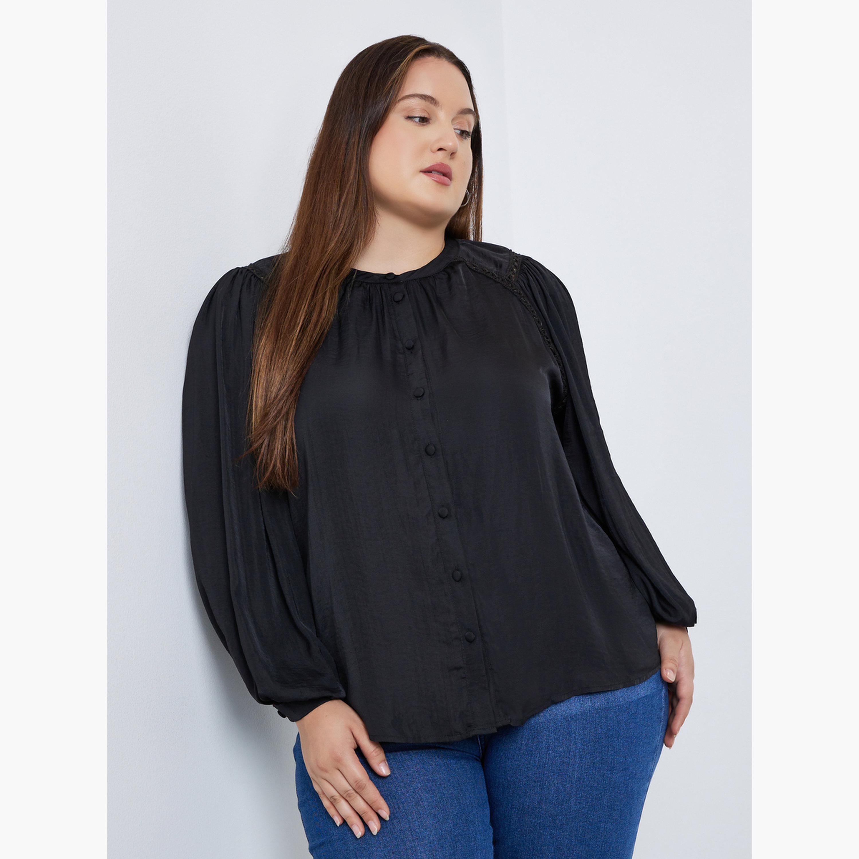 Styli Plus Size Black Long Sleeve Blouse-women-clothing-shirtsandblouses-blouses-image-3