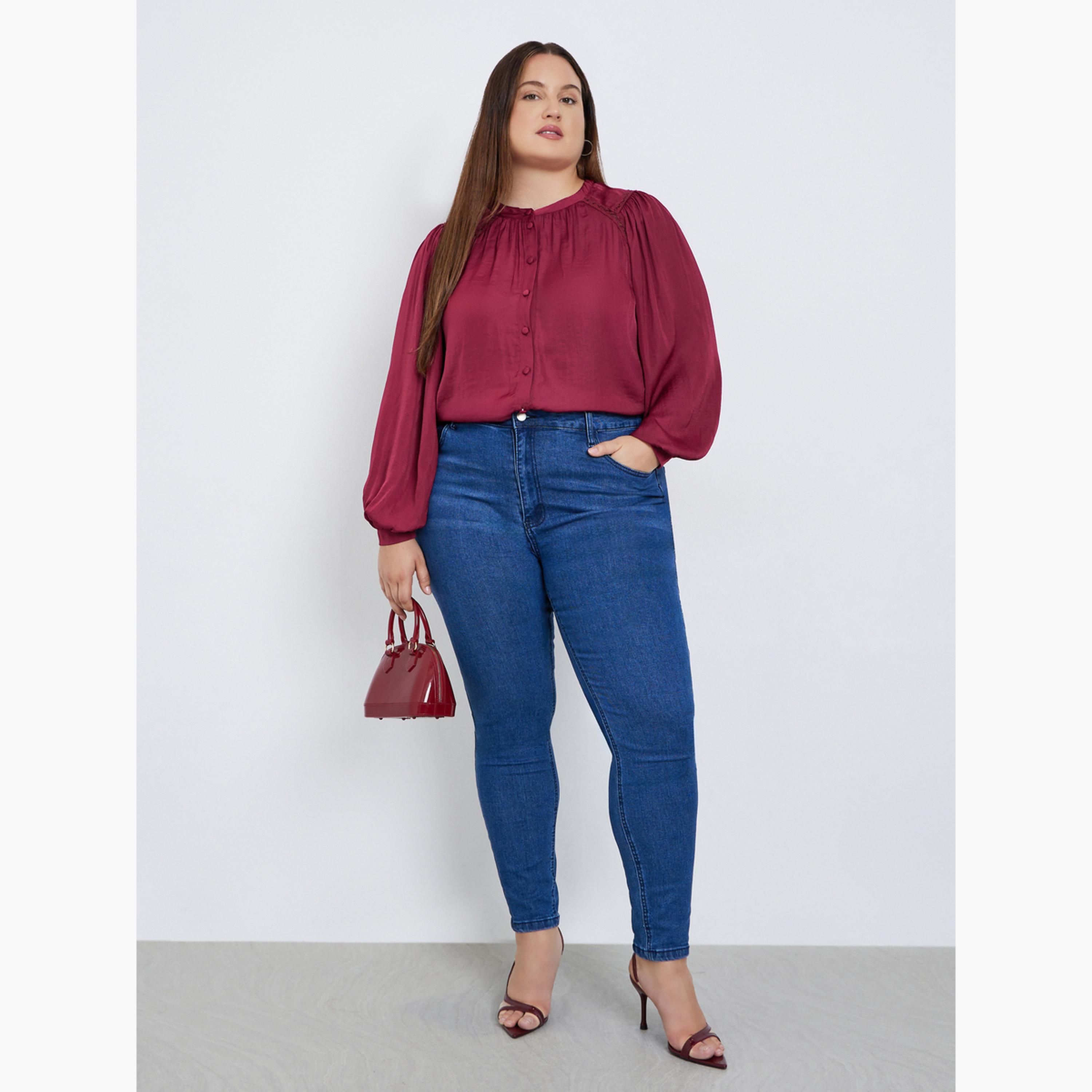 ستايلي - بلوزة برغندي بأكمام طويلة وحجم كبير-women-clothing-shirtsandblouses-blouses-image-2