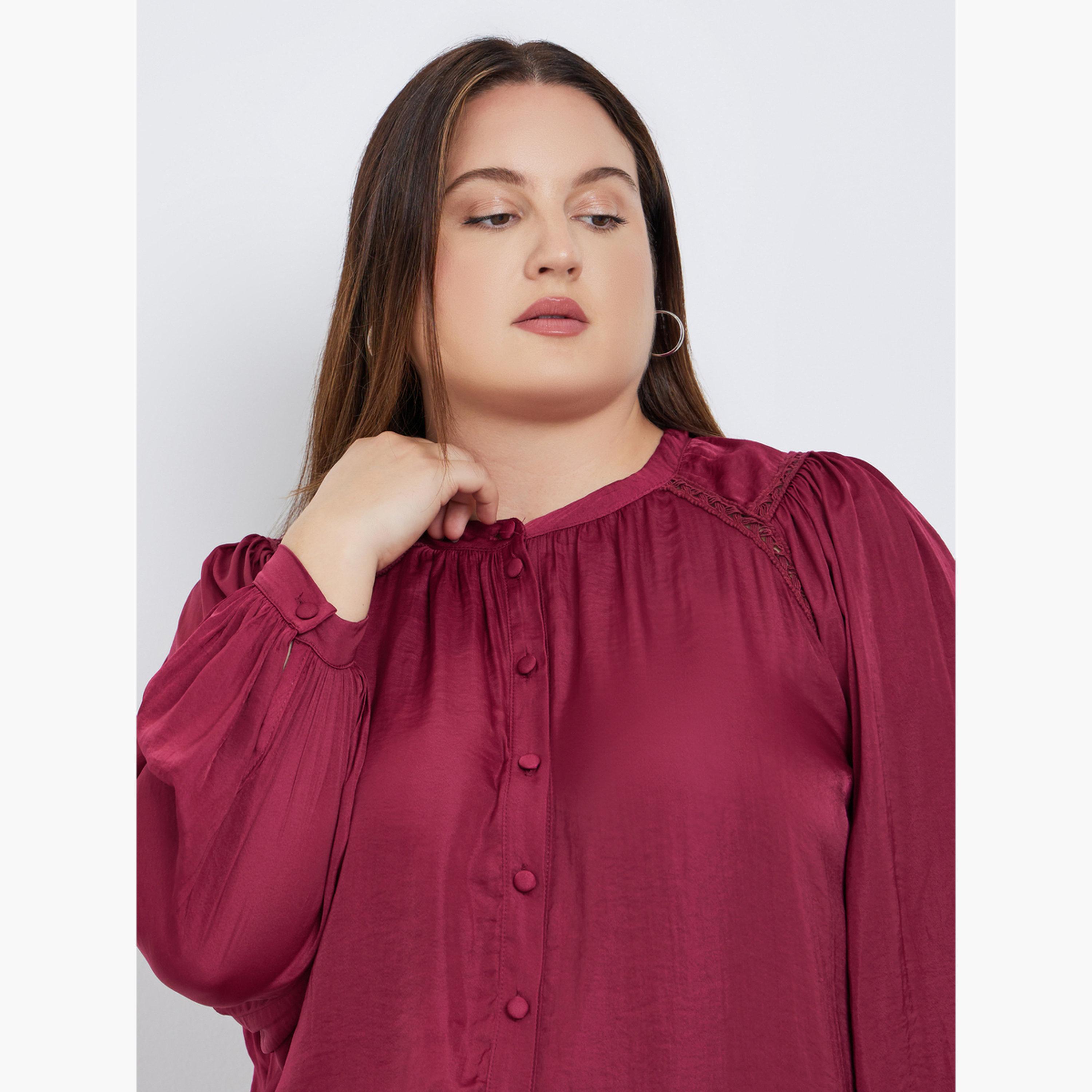 ستايلي - بلوزة برغندي بأكمام طويلة وحجم كبير-women-clothing-shirtsandblouses-blouses-image-4