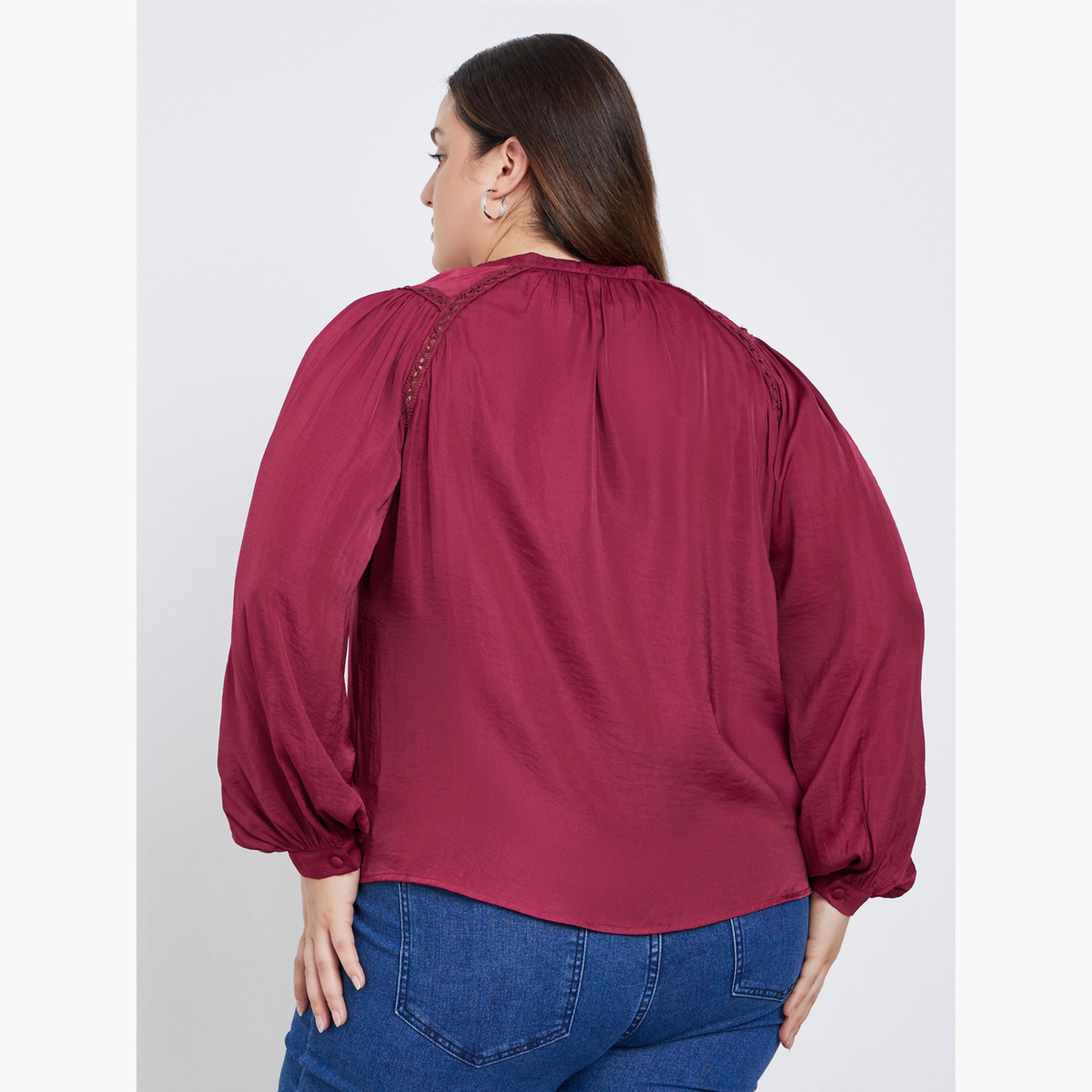 Styli Plus Size Burgundy Long Sleeve Blouse-women-clothing-shirtsandblouses-blouses-image-5