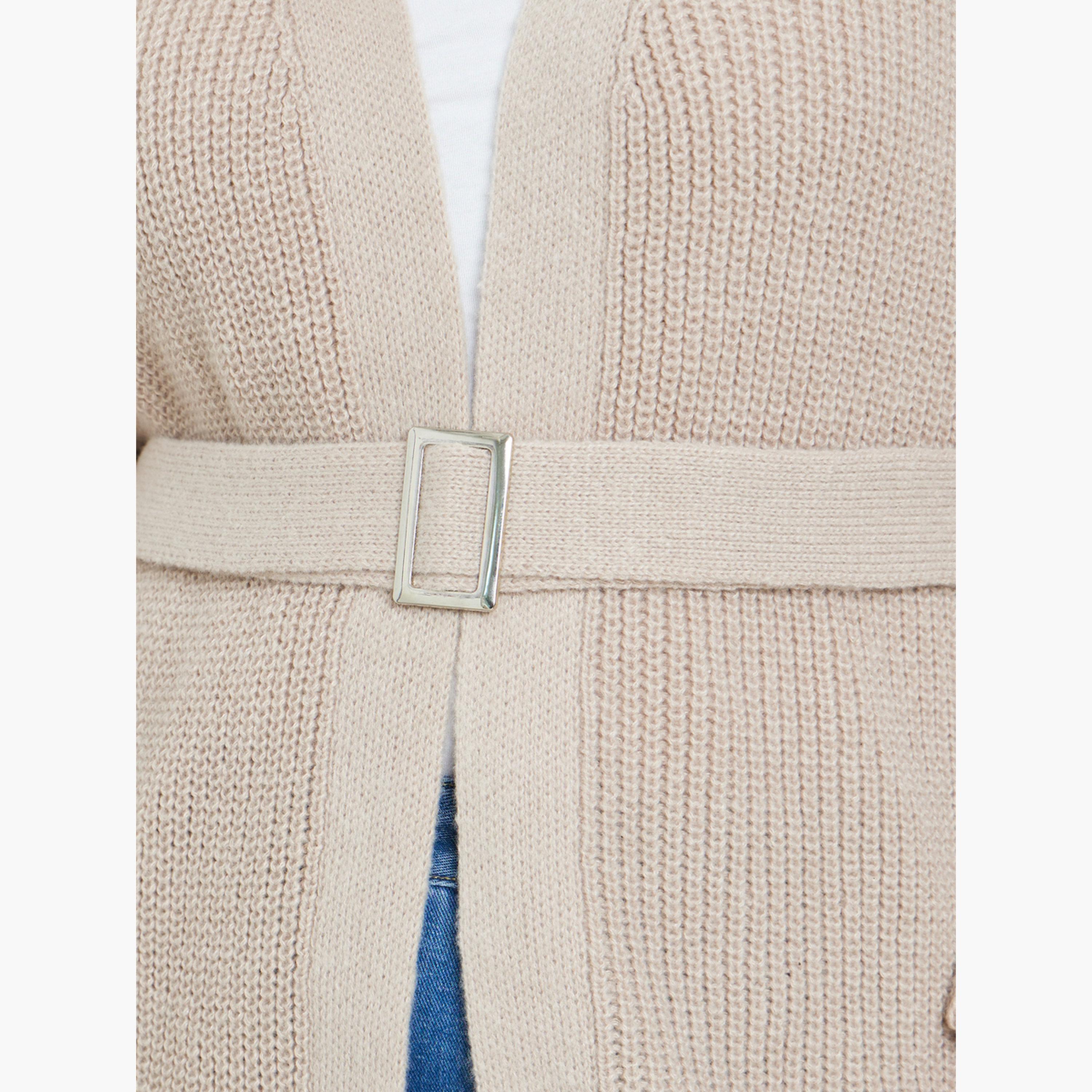 ستايلي - كارديغان محبوك بحزام بيج مقاس كبير للنساء -women-winterwear-cardigansandjumpers-cardigans-image-3