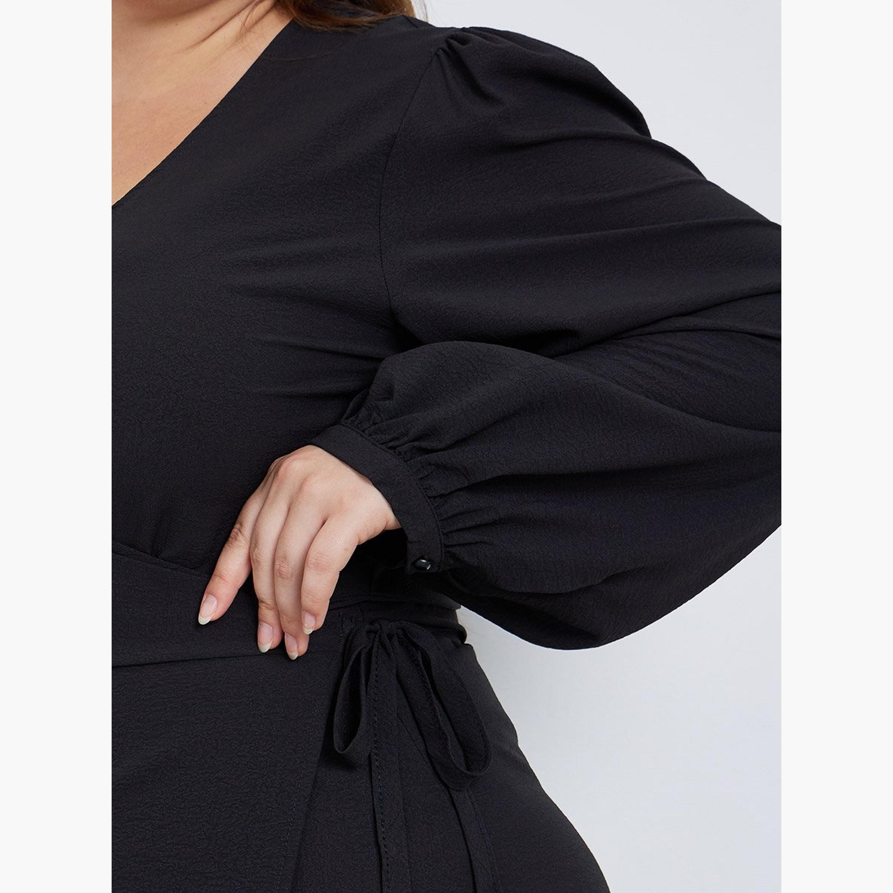 ستايلي - فستان ميدي أسود مقاس كبير-women-clothing-dresses-image-3