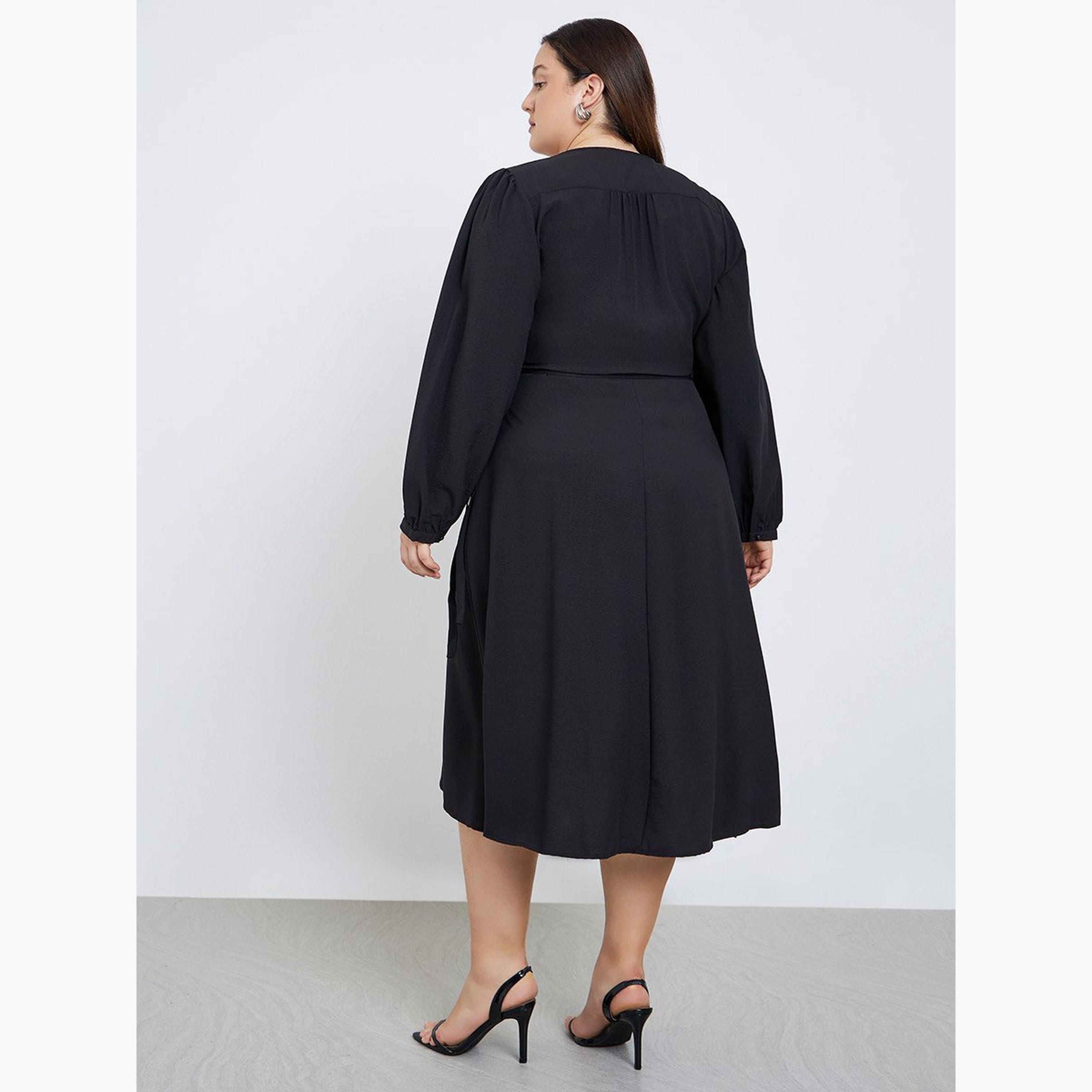 ستايلي - فستان ميدي أسود مقاس كبير-women-clothing-dresses-image-4