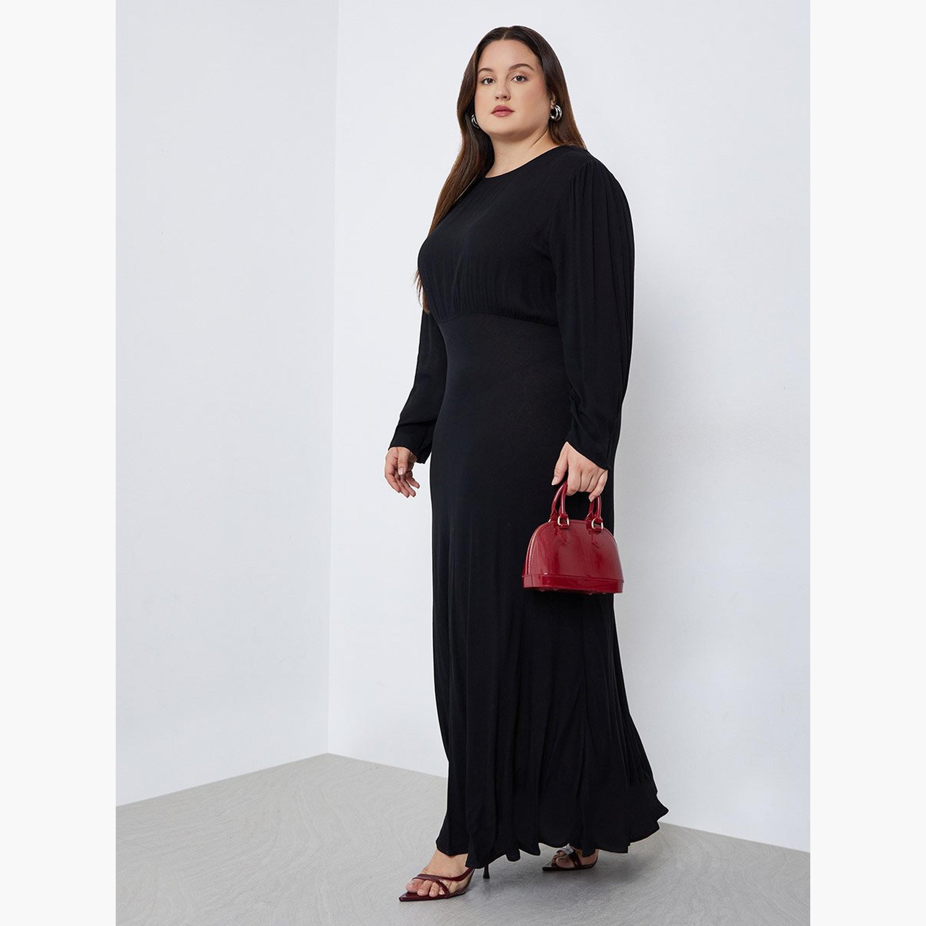Styli Plus Size Black Column Maxi Dress-women-clothing-dresses-image-1