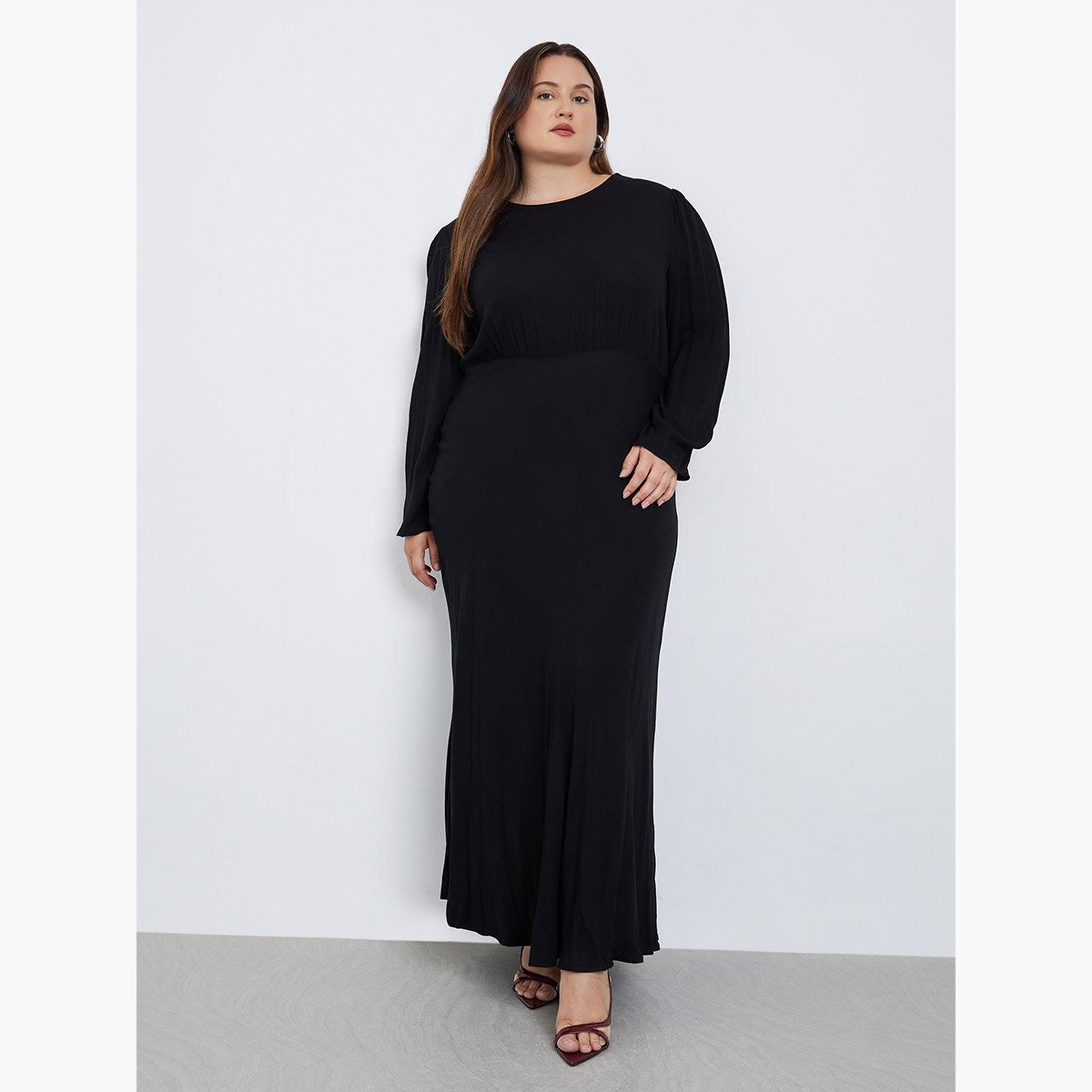 Styli Plus Size Black Column Maxi Dress-women-clothing-dresses-image-2