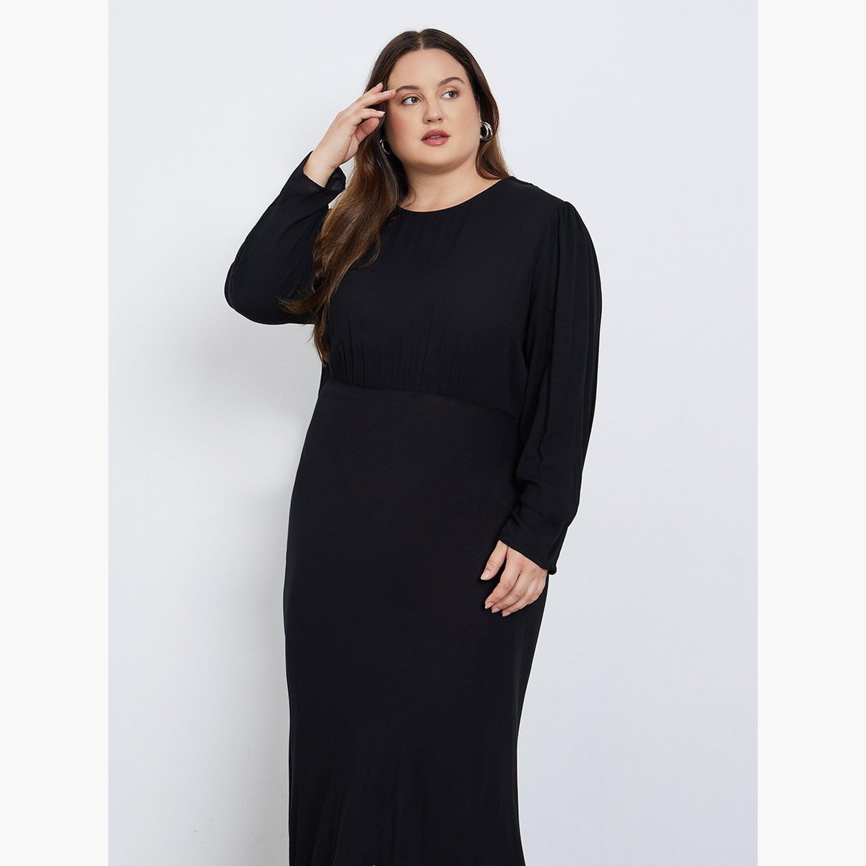 Styli Plus Size Black Column Maxi Dress-women-clothing-dresses-image-3