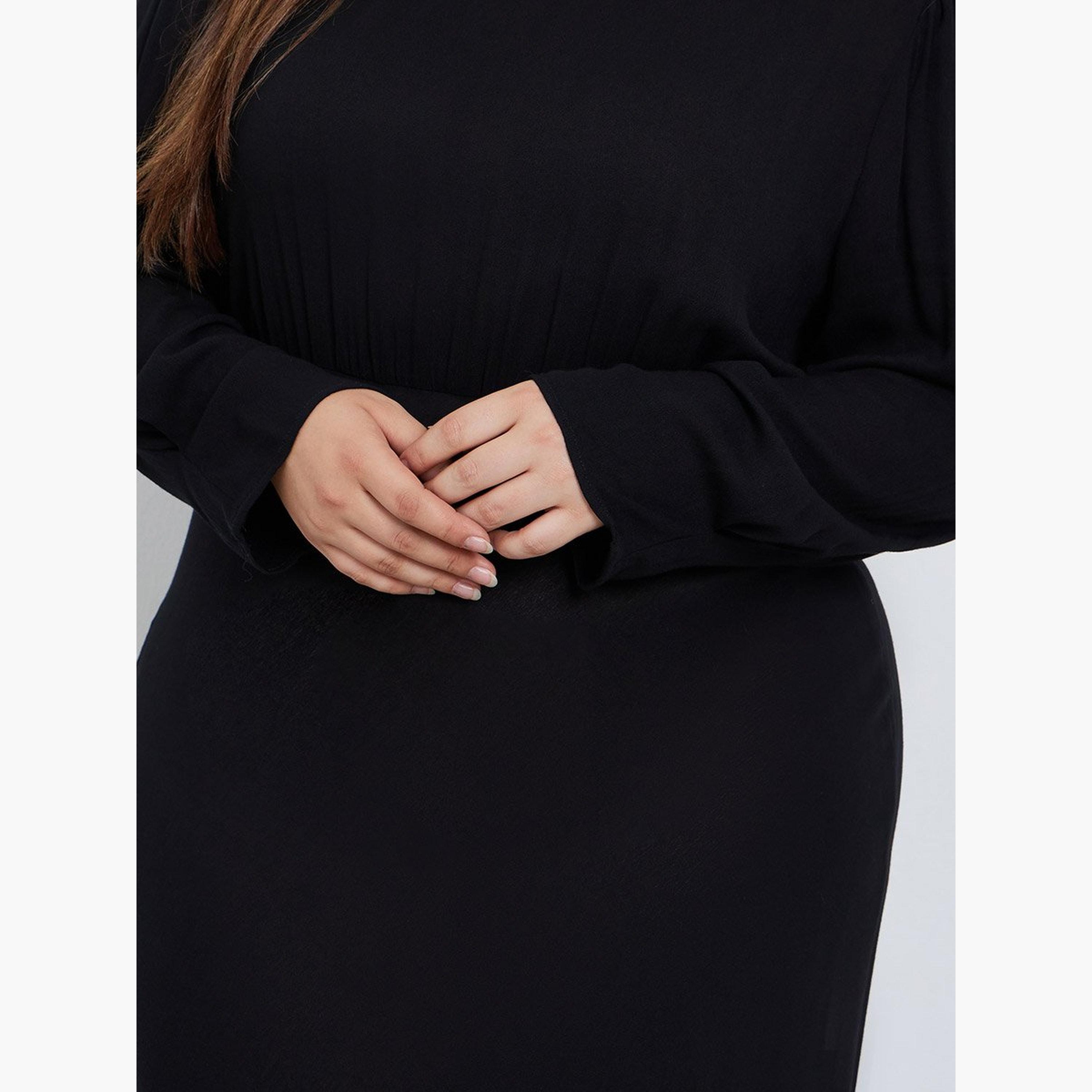 Styli Plus Size Black Column Maxi Dress-women-clothing-dresses-image-4