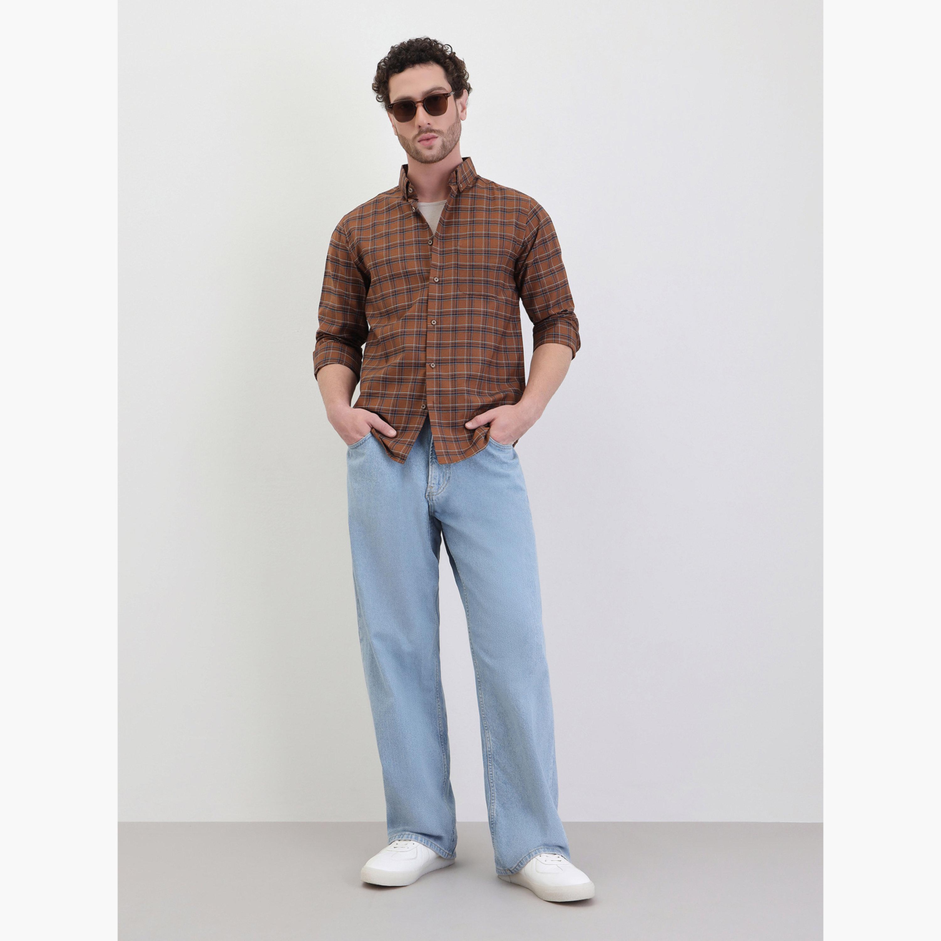 Styli Men Checked Regular Fit Spread Collar Shirt-men-clothing-shirts-image-2