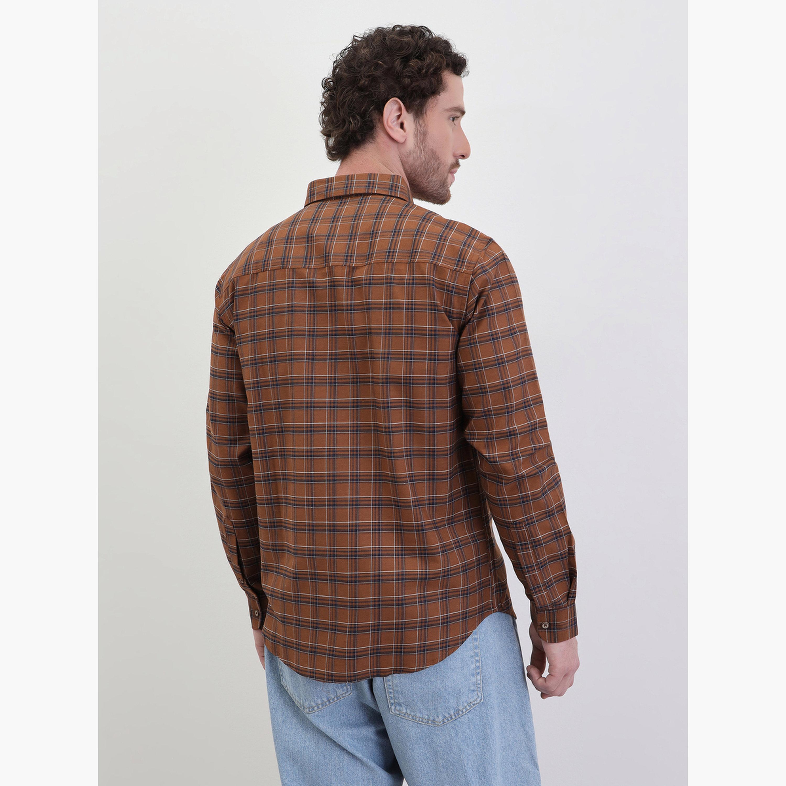 Styli Men Checked Regular Fit Spread Collar Shirt-men-clothing-shirts-image-4