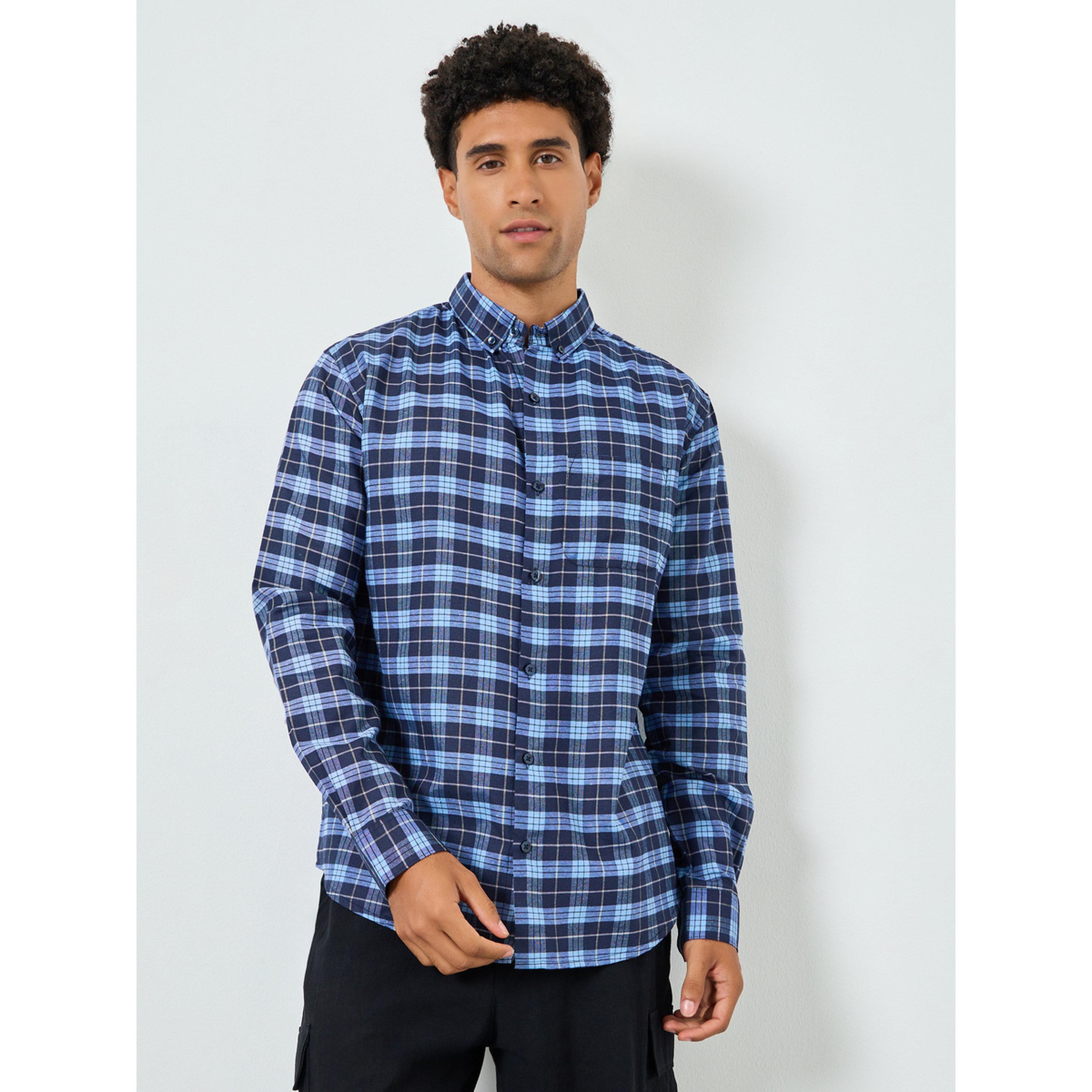 قميص بنقشة مربعات وقصة عادية للرجال-men-clothing-shirts-image-1
