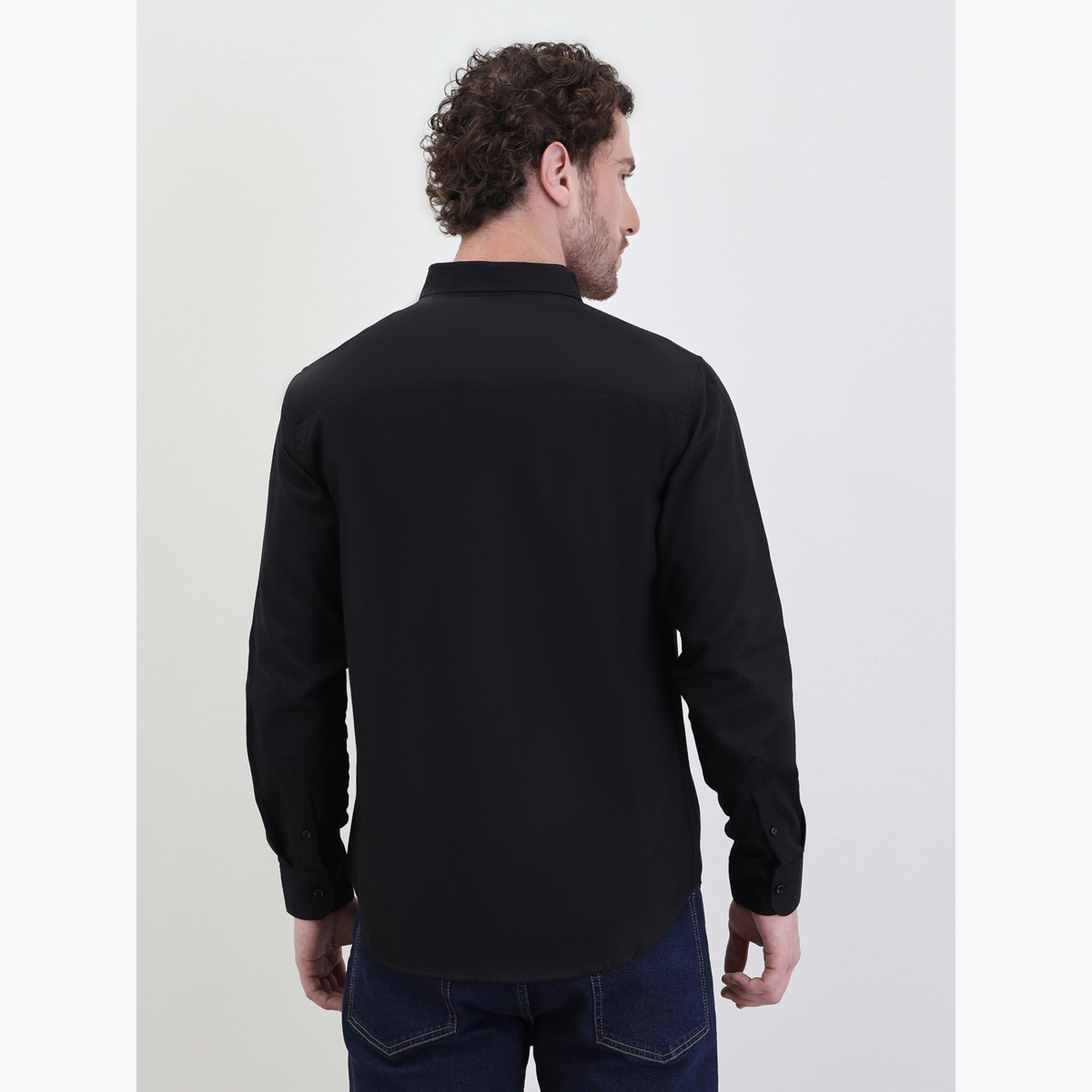 Styli Men Solid Oxford Regular Fit Spread Collar Shirt-men-clothing-shirts-image-4