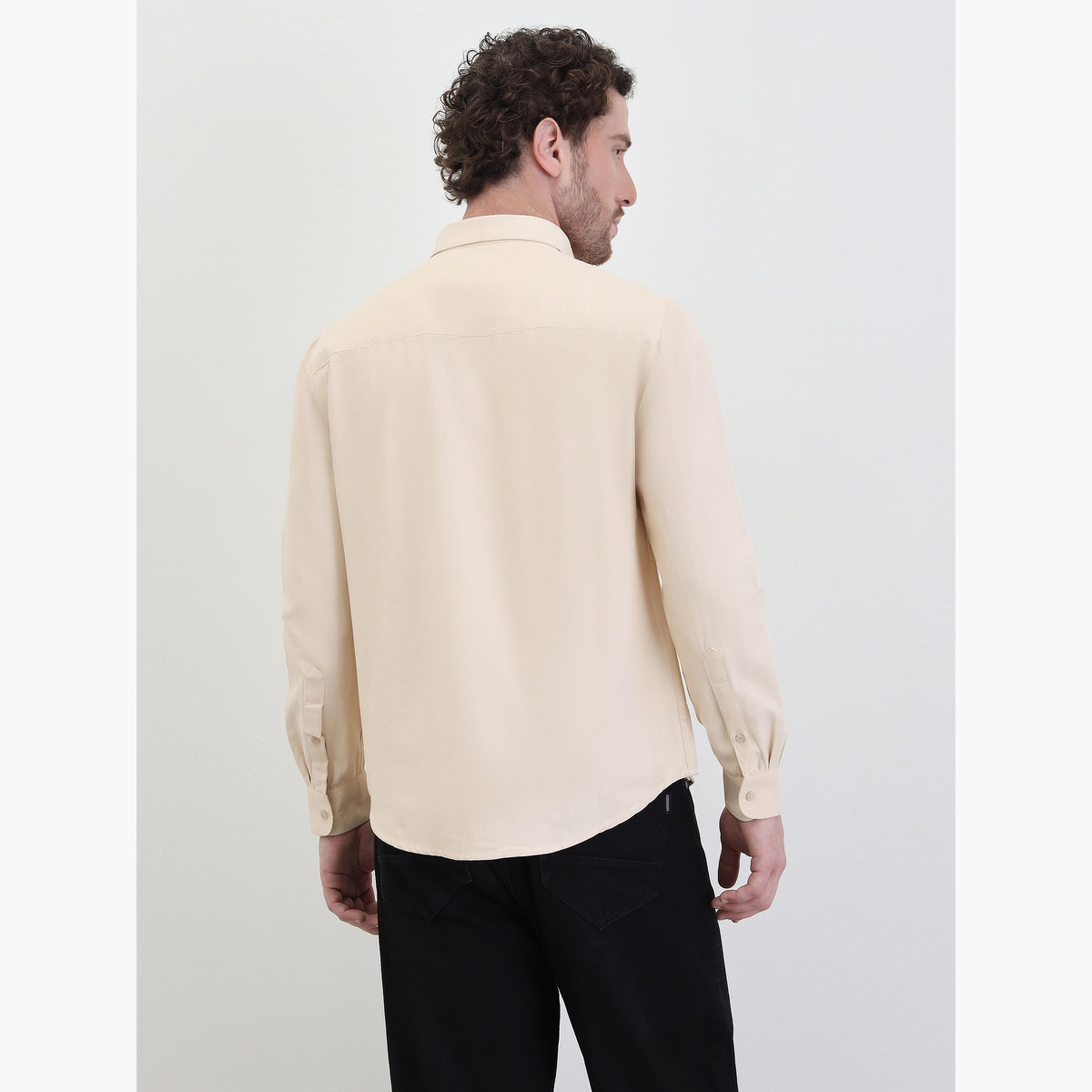 Styli Solid Oxford Regular Fit Spread Collar Shirt-men-clothing-shirts-image-5