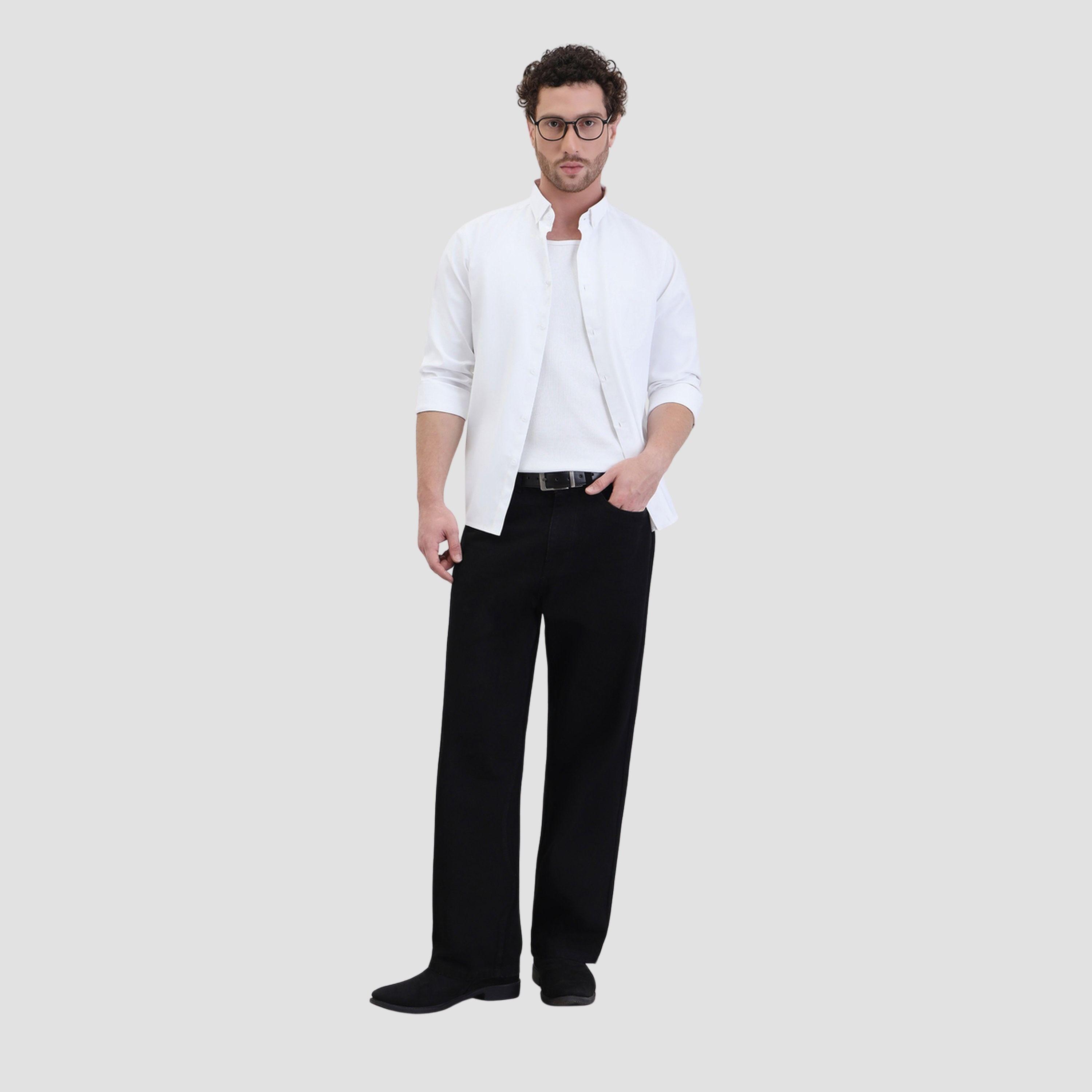 Styli Men Solid Oxford Regular Fit Spread Collar Shirt-men-clothing-shirts-image-2