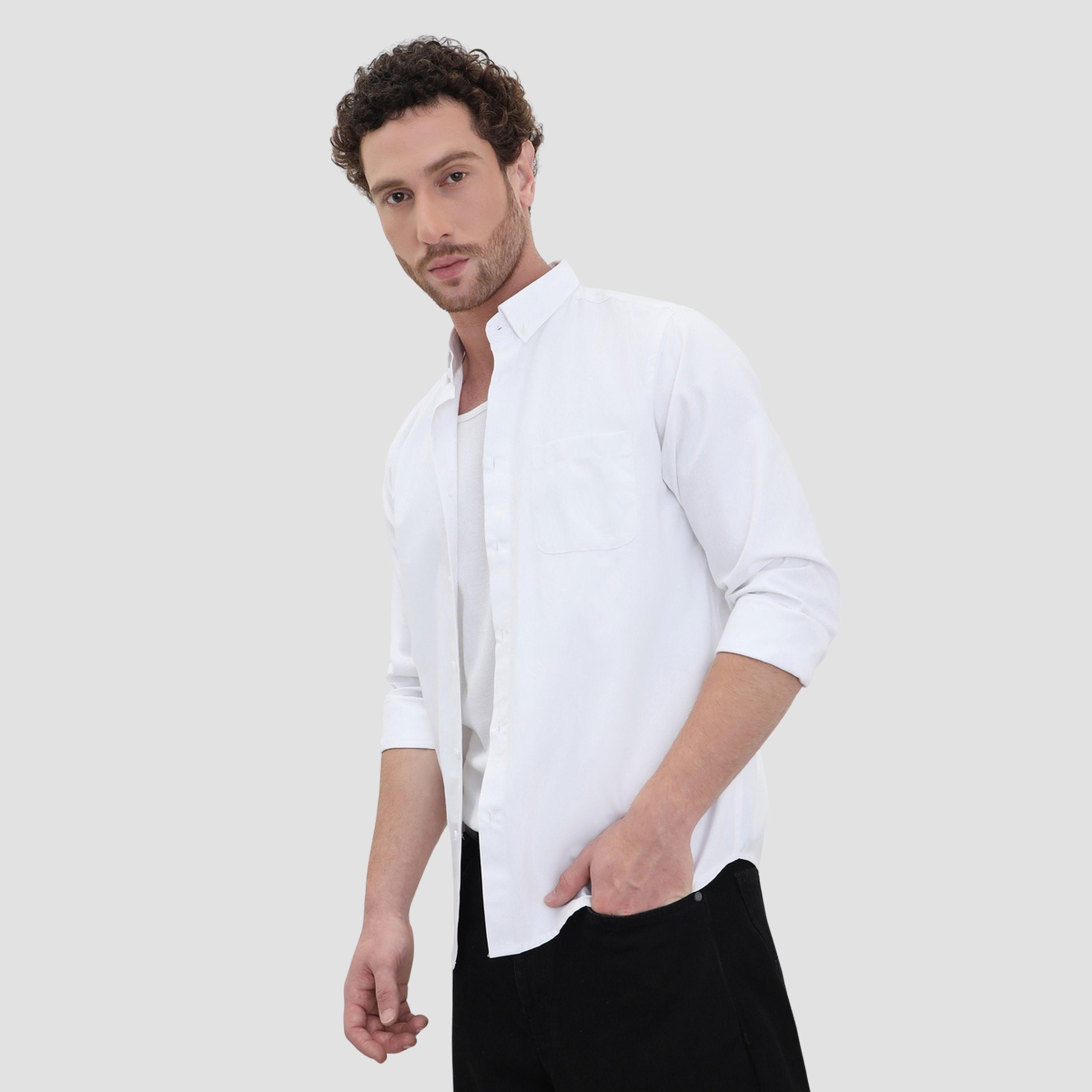 Styli Men Solid Oxford Regular Fit Spread Collar Shirt-men-clothing-shirts-image-4
