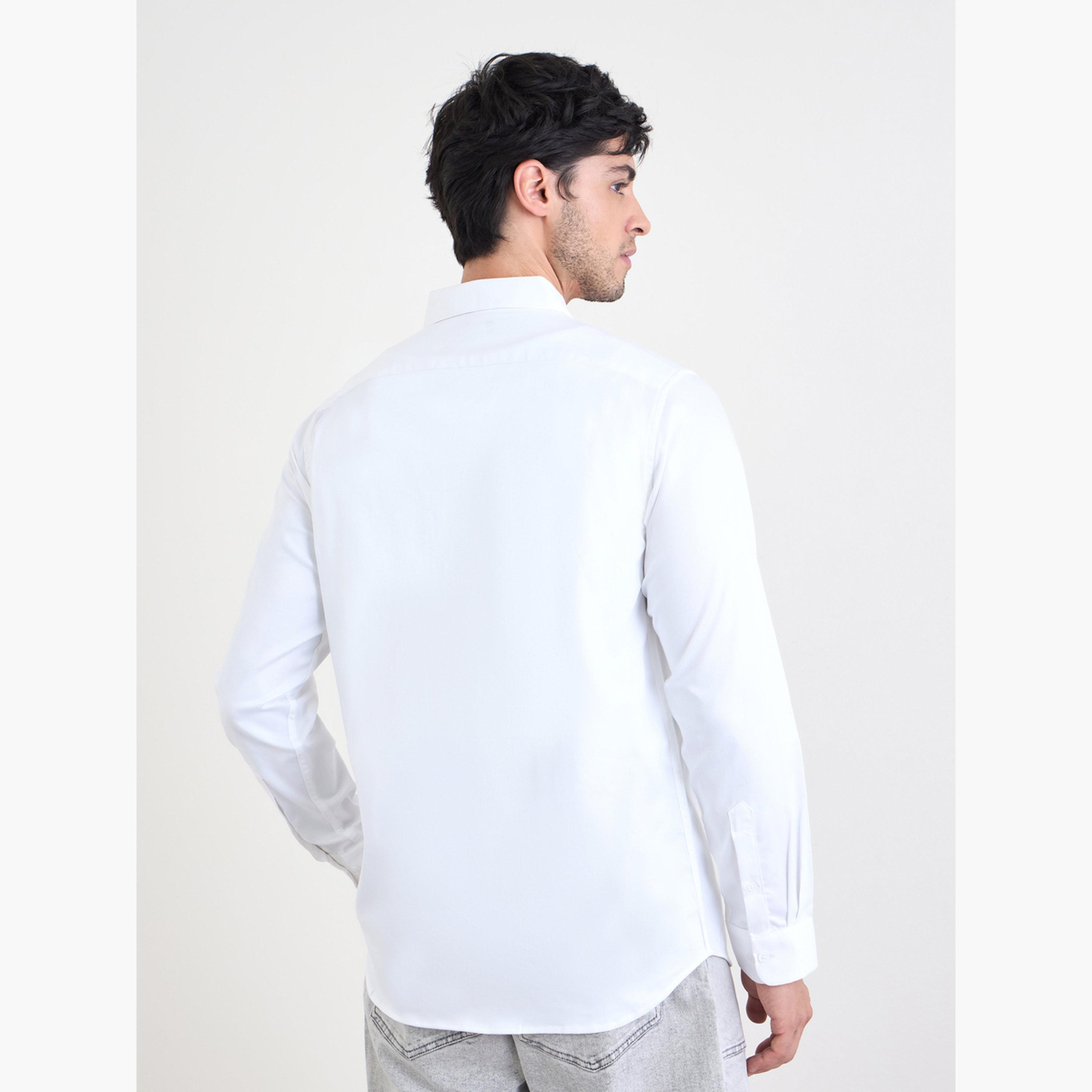 Styli Solid Cotton Lycra Slim Fit Shirt-men-clothing-shirts-image-4