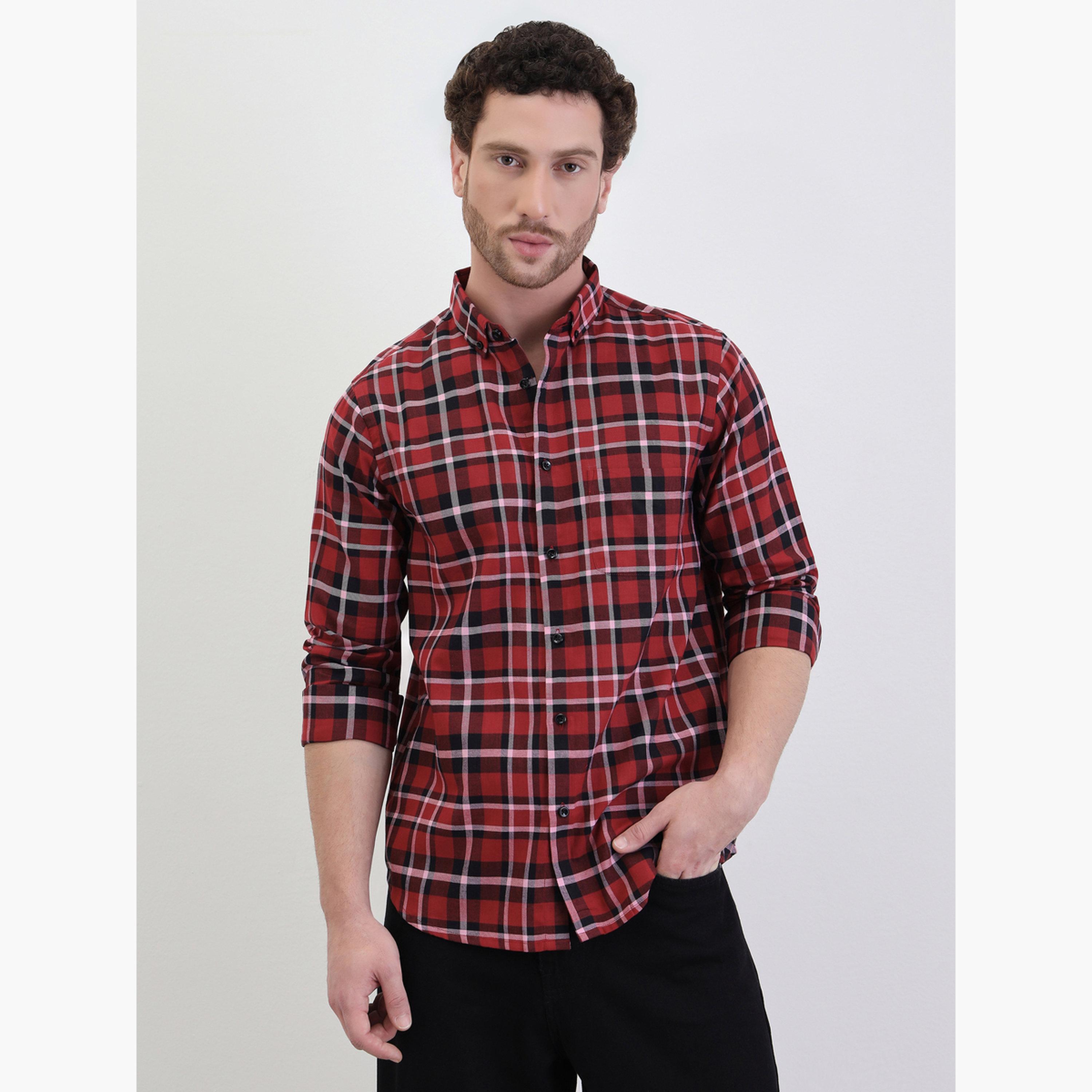 Styli Men Checked Regular Fit Long Sleeve Shirt-men-clothing-shirts-image-1