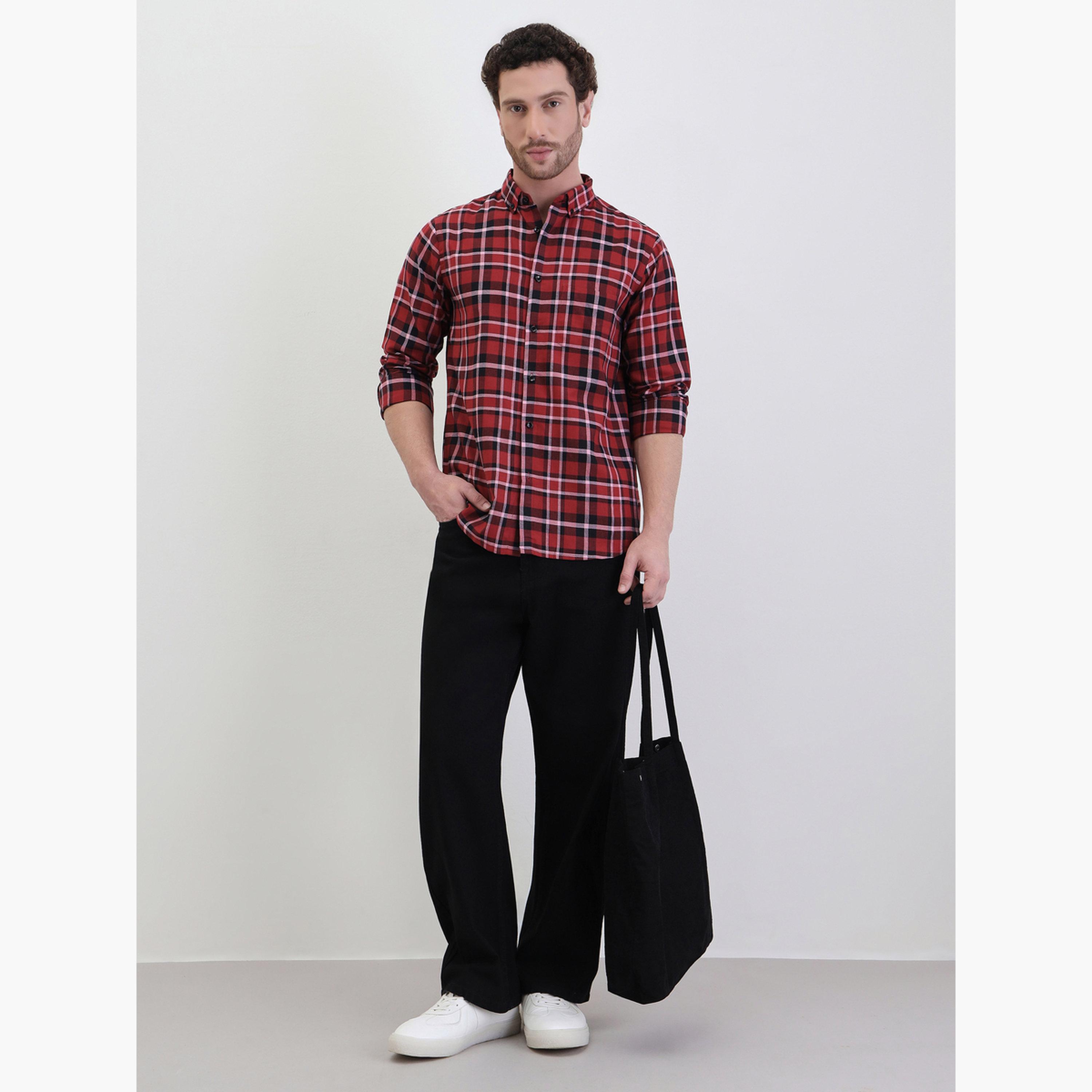 Styli Men Checked Regular Fit Long Sleeve Shirt-men-clothing-shirts-image-2