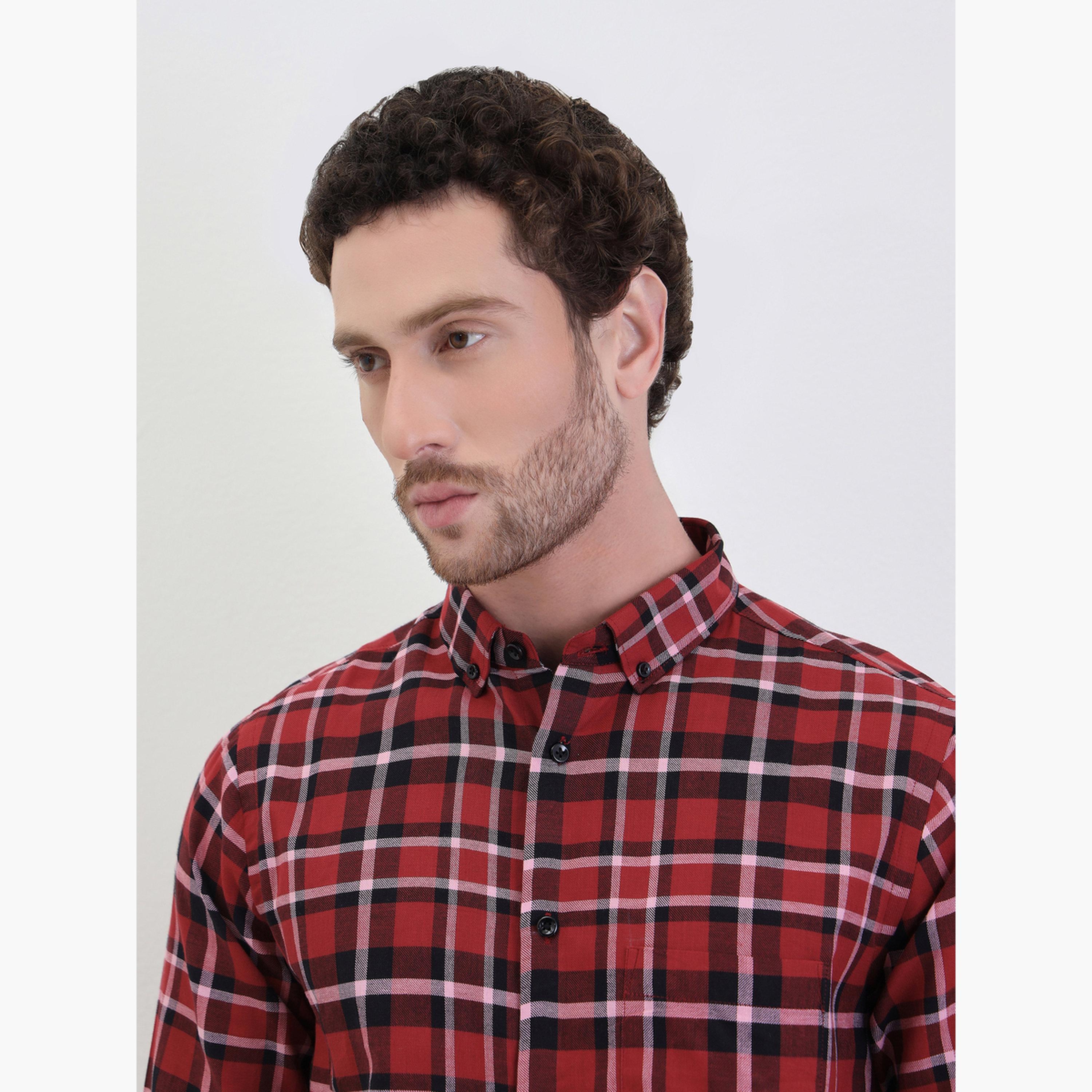 Styli Men Checked Regular Fit Long Sleeve Shirt-men-clothing-shirts-image-3