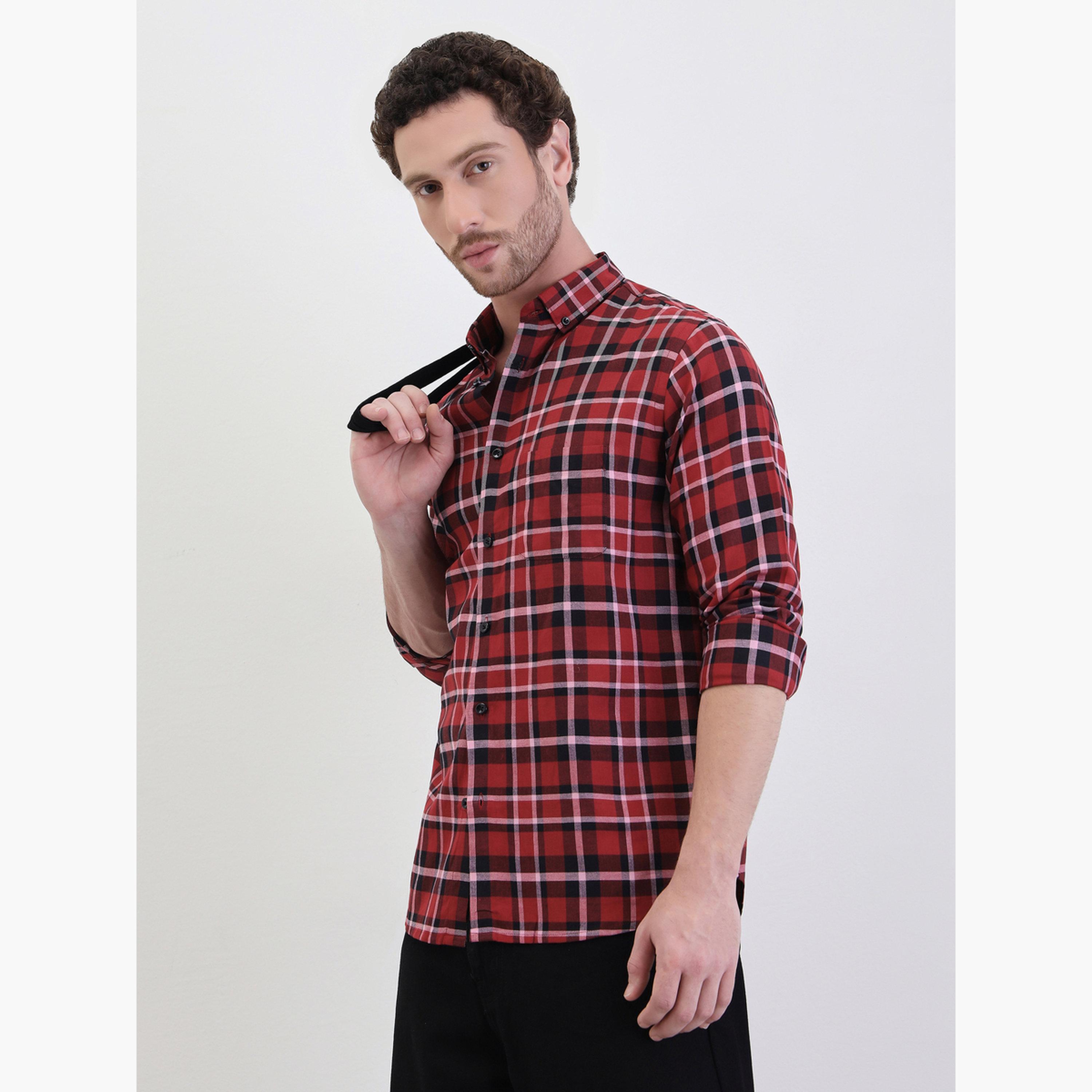 Styli Men Checked Regular Fit Long Sleeve Shirt-men-clothing-shirts-image-5