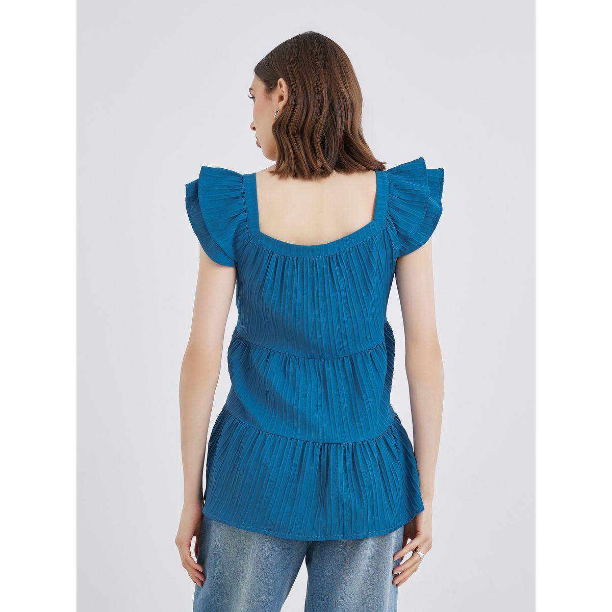 بلوزة بتفاصيل بارزة الملمس وياقة مربعة-women-clothing-shirtsandblouses-blouses-image-4