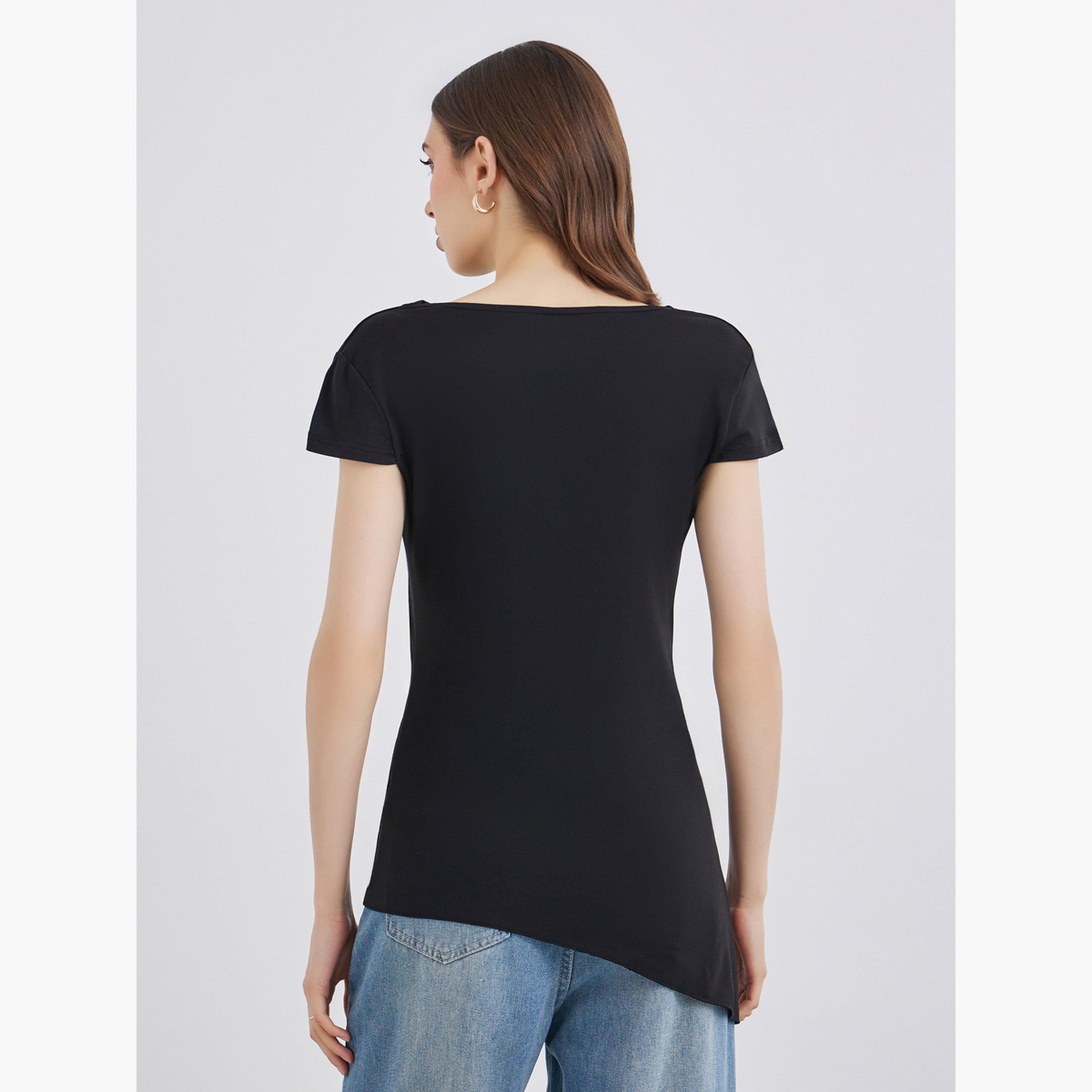 ستايلي - بلوزة محبوكة سوداء برقبة دائرية-women-clothing-shirtsandblouses-shirts-image-4