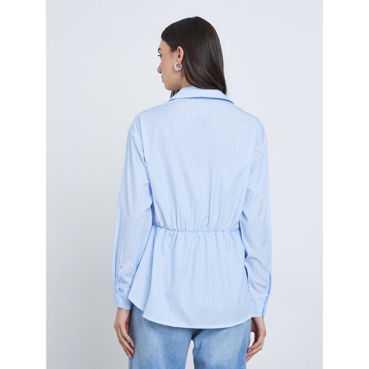 بلوزة مخططة بتفاصيل كتف مزموم-women-clothing-shirtsandblouses-shirts-image-4